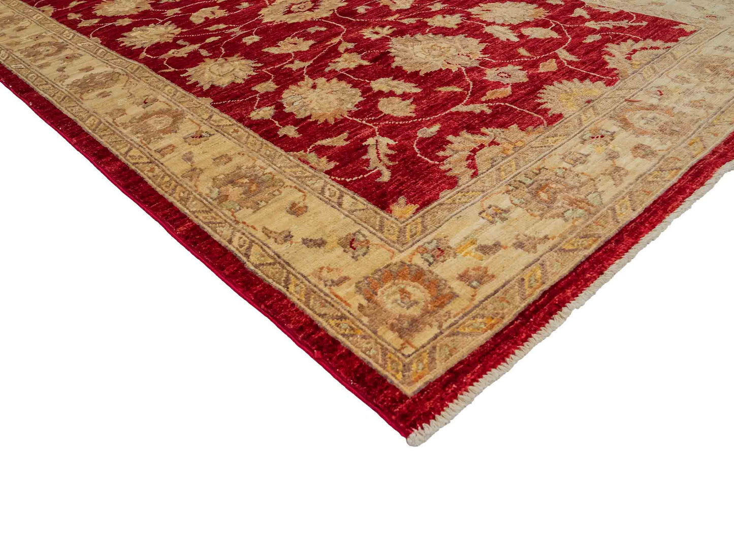 Handgeknüpfter, afghanischer Ziegler Farahan Orientteppich aus Wolle von Khademi. Größe: 191 x 122 cm. Farbe: Rot, beige, gold. Verkauf durch JUPITER Intl.