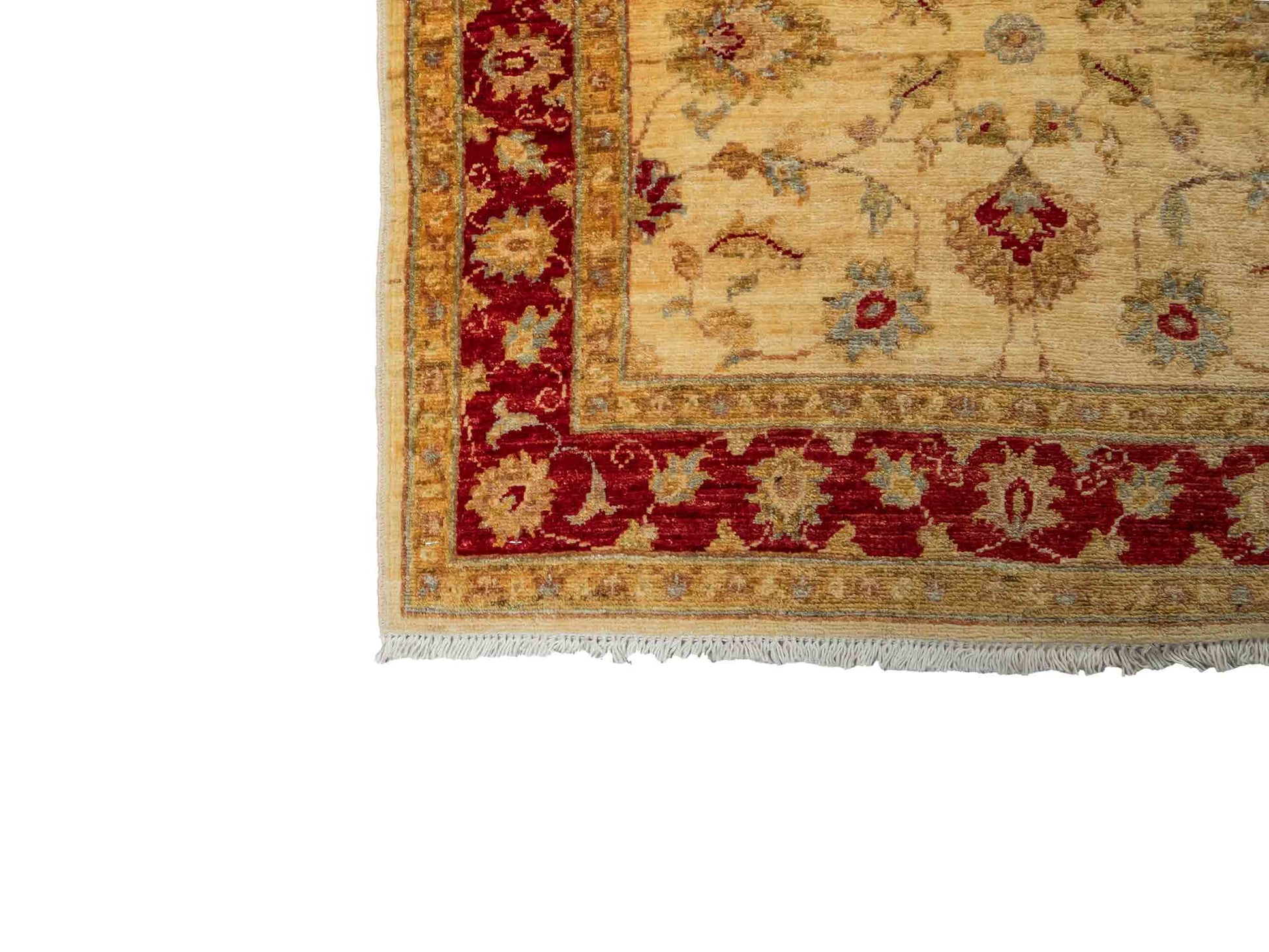 Handgeknüpfter, afghanischer Ziegler Farahan Orientteppich aus Wolle von Khademi. Größe: 588 x 104 cm, Läufer. Farbe: Beige, rot, gold. Verkauf durch JUPITER Intl.