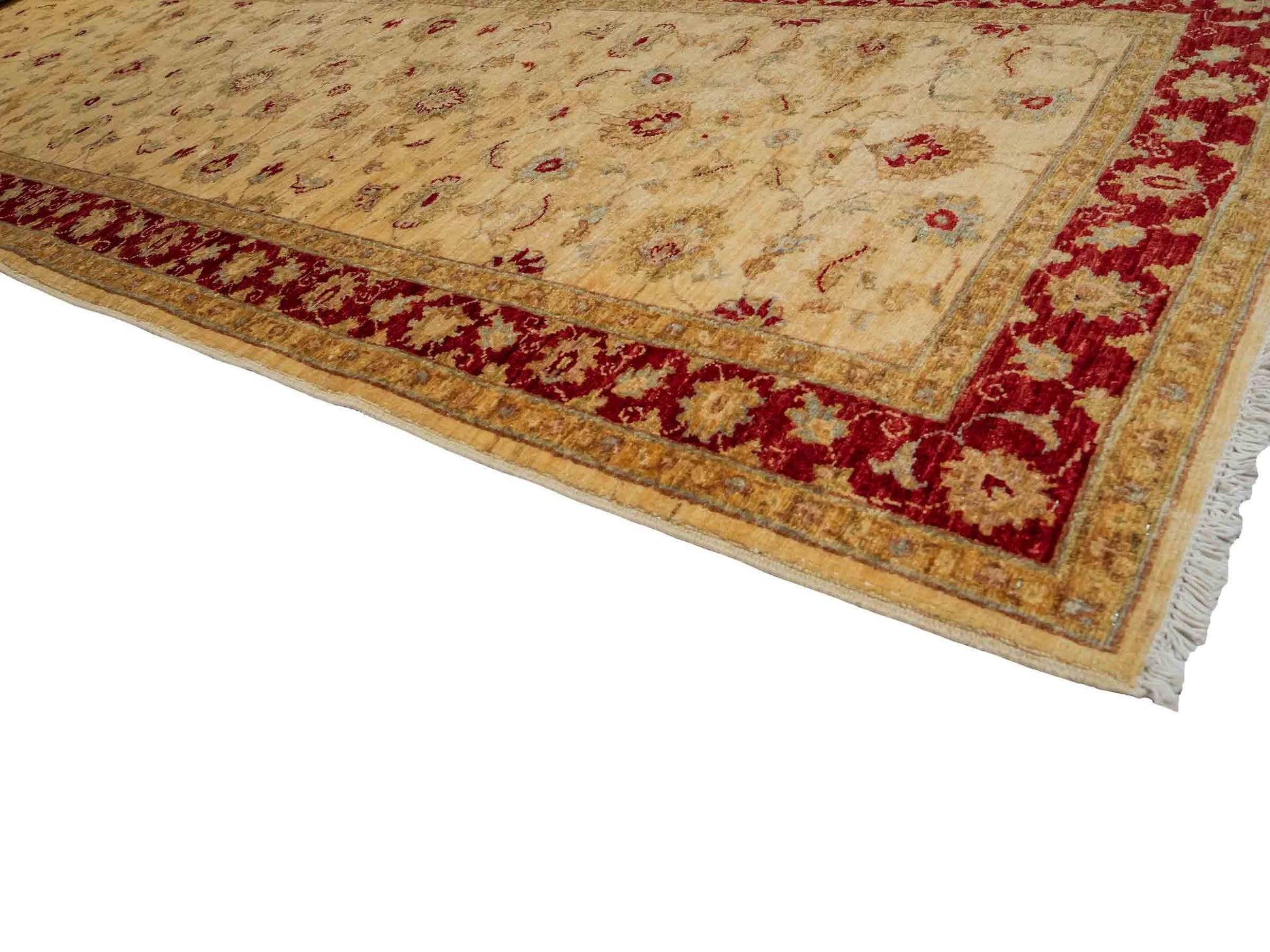 Handgeknüpfter, afghanischer Ziegler Farahan Orientteppich aus Wolle von Khademi. Größe: 588 x 104 cm, Läufer. Farbe: Beige, rot, gold. Verkauf durch JUPITER Intl.