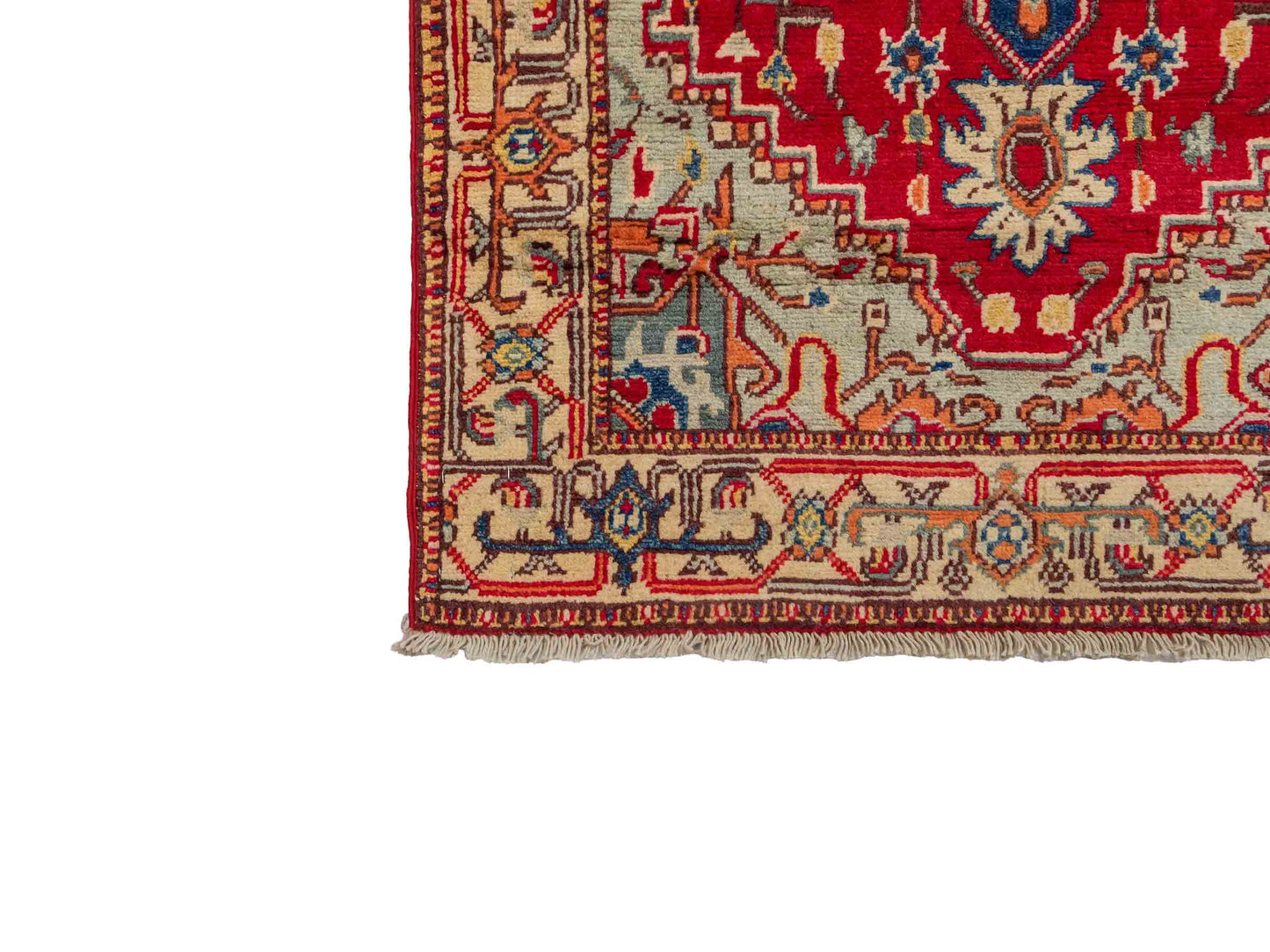 Feiner, handgeknüpfter Ziegler Kazak Chobi Orientteppich aus reiner Wolle mit geometrischem Medaillon-Muster von Khademi. Größe: 129 x 80 cm. Farbe: Rot. RB3-B2705. Ursprung: Afghanistan. Verkauf durch JUPITER Intl.