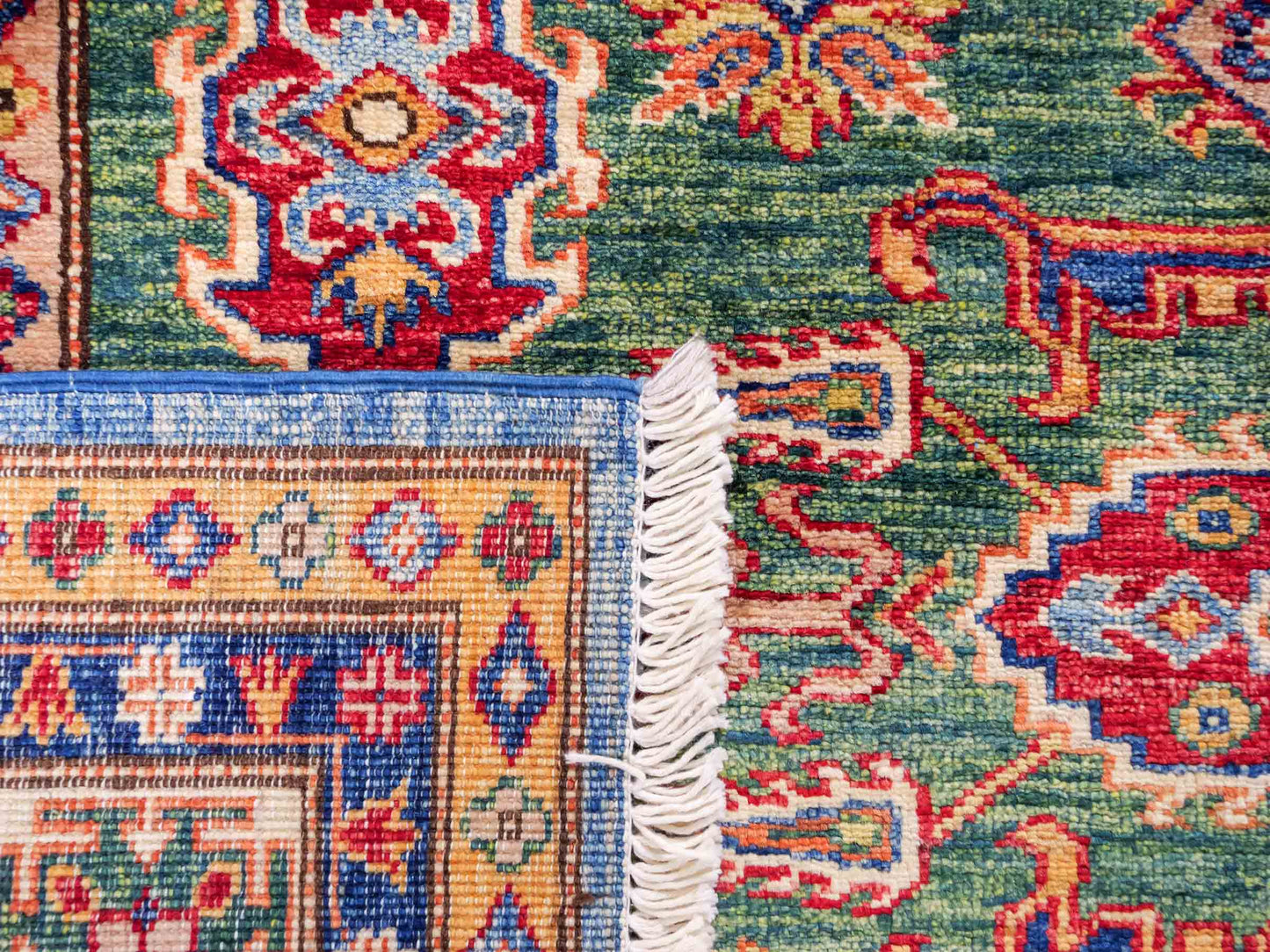 Handgeknüpfter, afghanischer Ziegler Orientteppich aus Wolle von Khademi. Größe: 206 x 150 cm. Farbe: Grün. Verkauf durch JUPITER Intl.