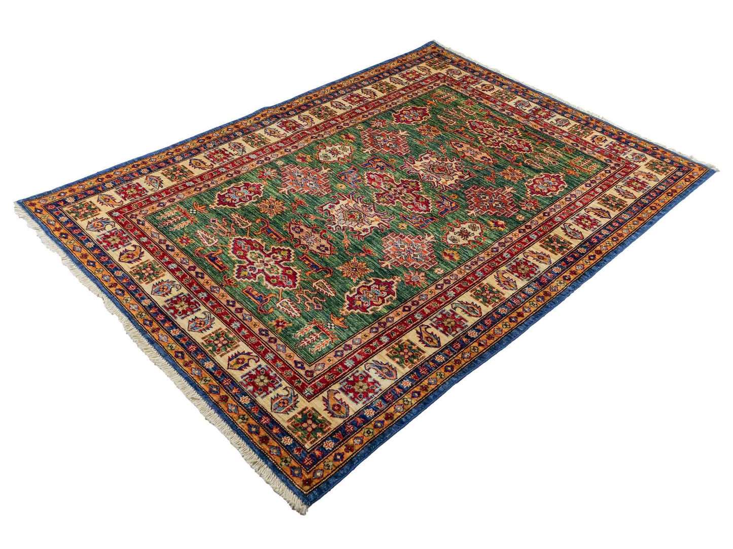 Handgeknüpfter, afghanischer Ziegler Orientteppich aus Wolle von Khademi. Größe: 206 x 150 cm. Farbe: Grün. Verkauf durch JUPITER Intl.