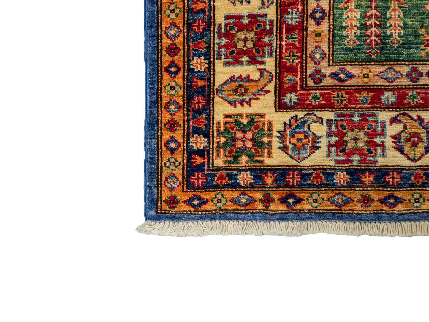 Handgeknüpfter, afghanischer Ziegler Orientteppich aus Wolle von Khademi. Größe: 206 x 150 cm. Farbe: Grün. Verkauf durch JUPITER Intl.