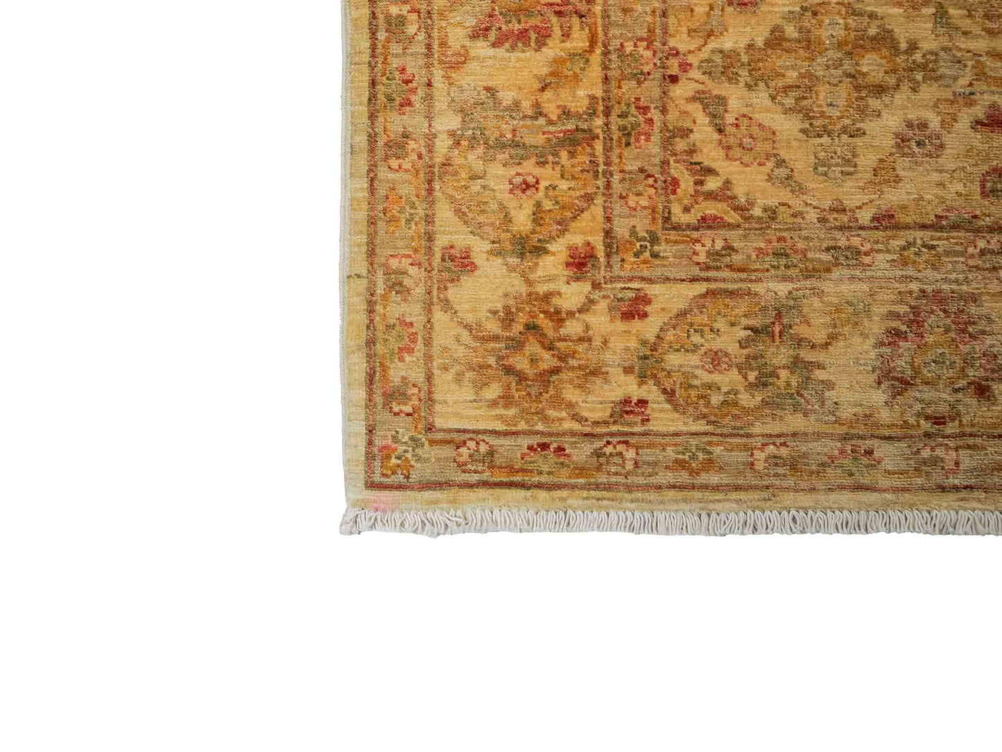 Handgeknüpfter, afghanischer Ziegler Orientteppich aus Wolle von Khademi. Größe: 312 x 154 cm. Farbe: Beige, cremeweiß, gold. Verkauf durch JUPITER Intl.