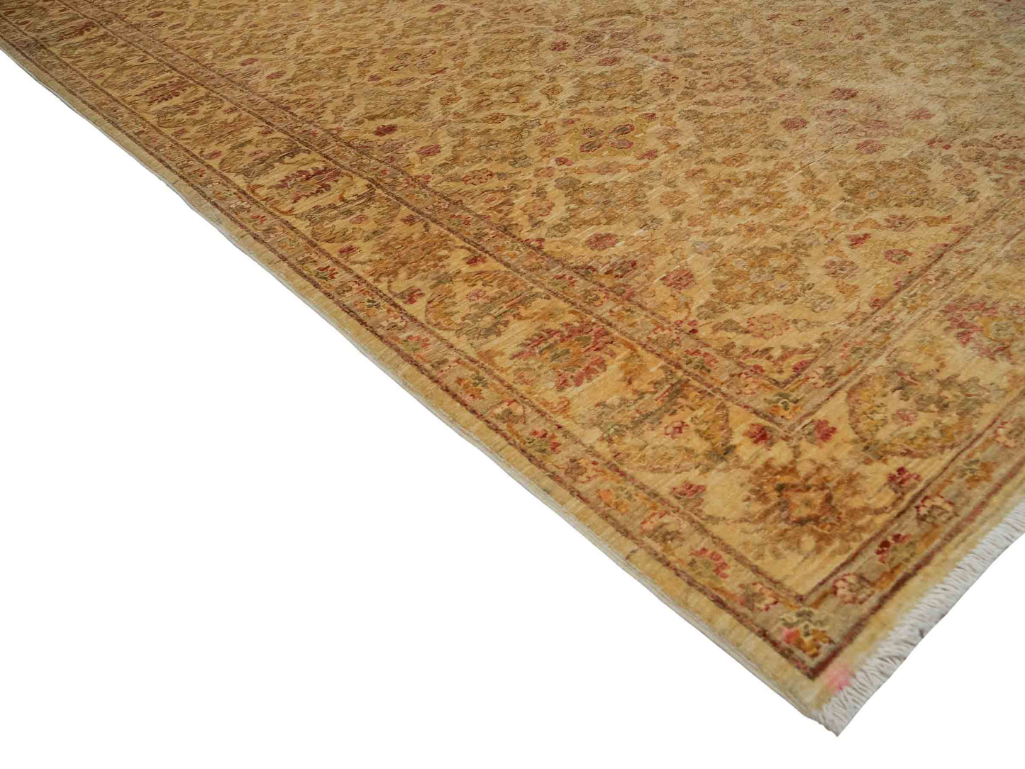 Handgeknüpfter, afghanischer Ziegler Orientteppich aus Wolle von Khademi. Größe: 312 x 154 cm. Farbe: Beige, cremeweiß, gold. Verkauf durch JUPITER Intl.