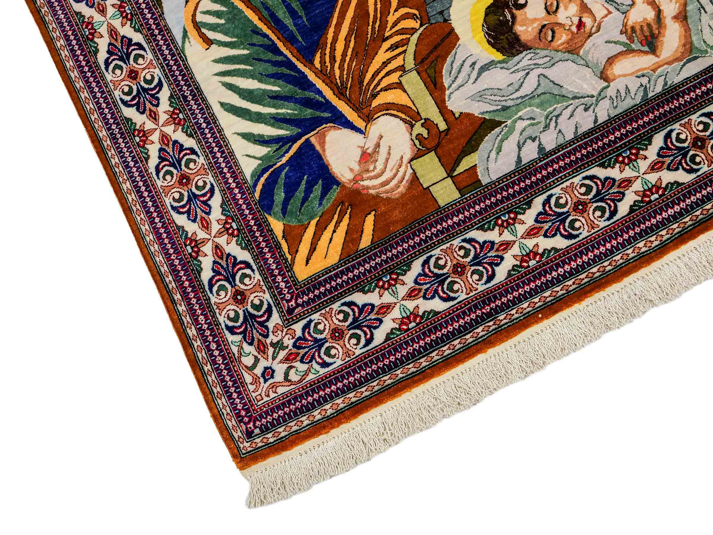 Sehr feiner, handgeknüpfter Khademi Ghom Perserteppich aus Seide, creme. 118x83 cm. Vertrieb durch Jupiter Intl.