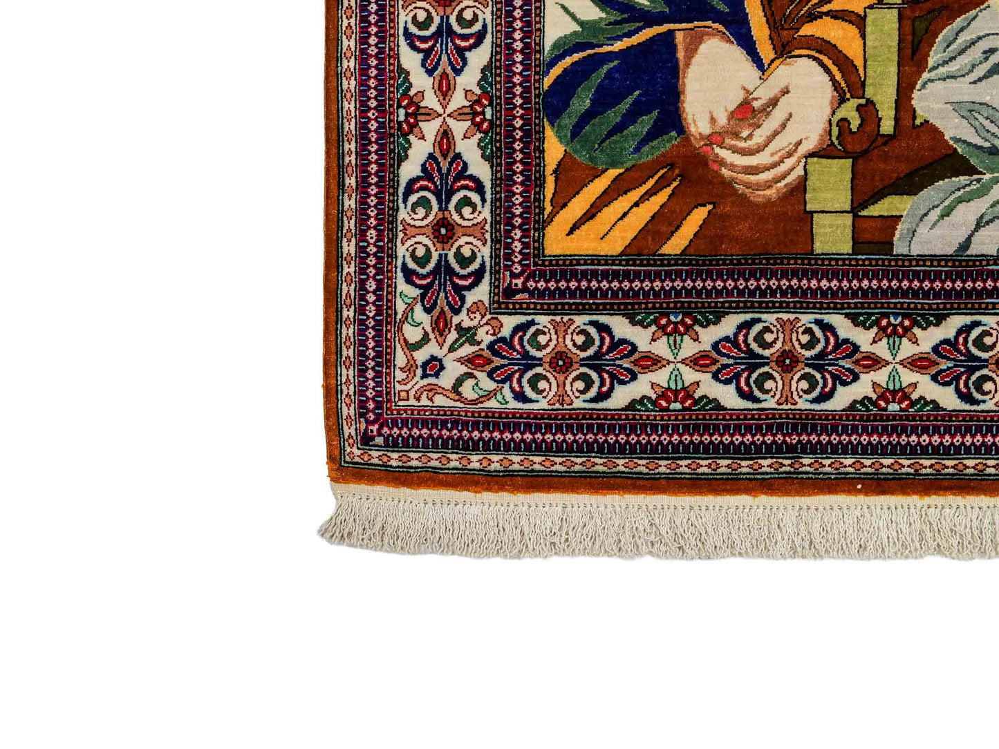 Sehr feiner, handgeknüpfter Khademi Ghom Perserteppich aus Seide, creme. 118x83 cm. Vertrieb durch Jupiter Intl.