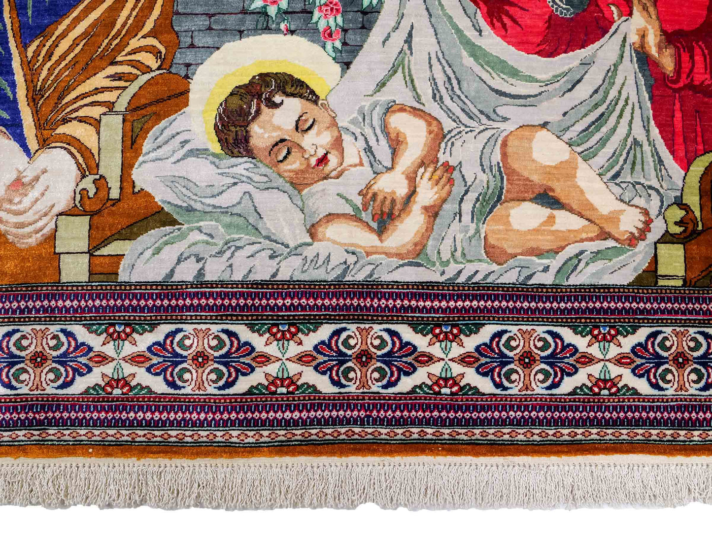 Sehr feiner, handgeknüpfter Khademi Ghom Perserteppich aus Seide, creme. 118x83 cm. Vertrieb durch Jupiter Intl.
