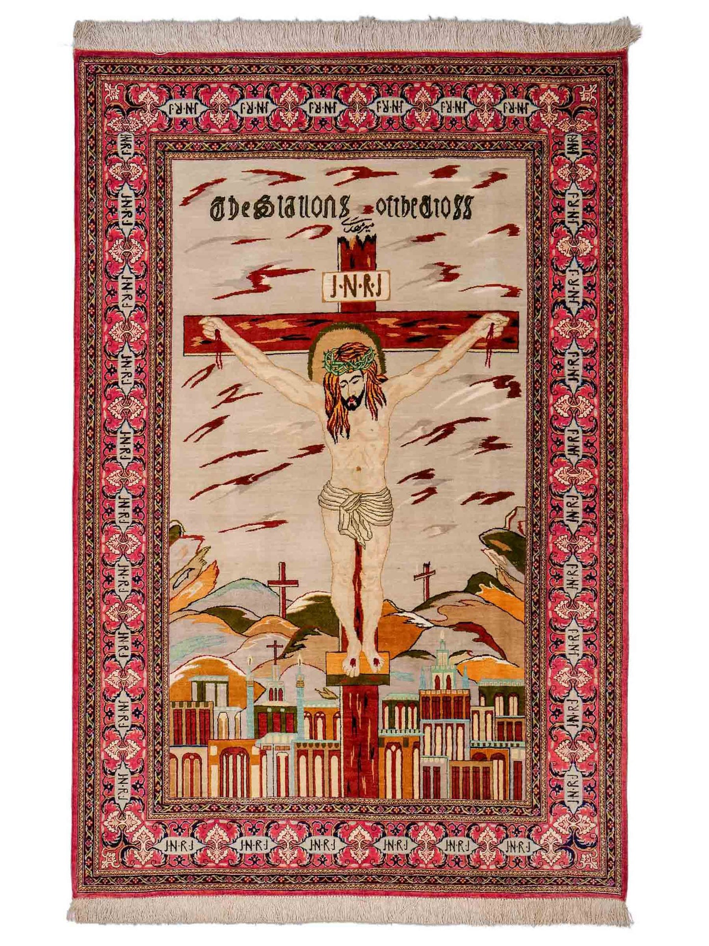 Sehr feiner, handgeknüpfter Khademi Ghom Perserteppich aus Seide, rosa, pink, blau. 152x101 cm. Verkauf durch Jupiter Intl.
