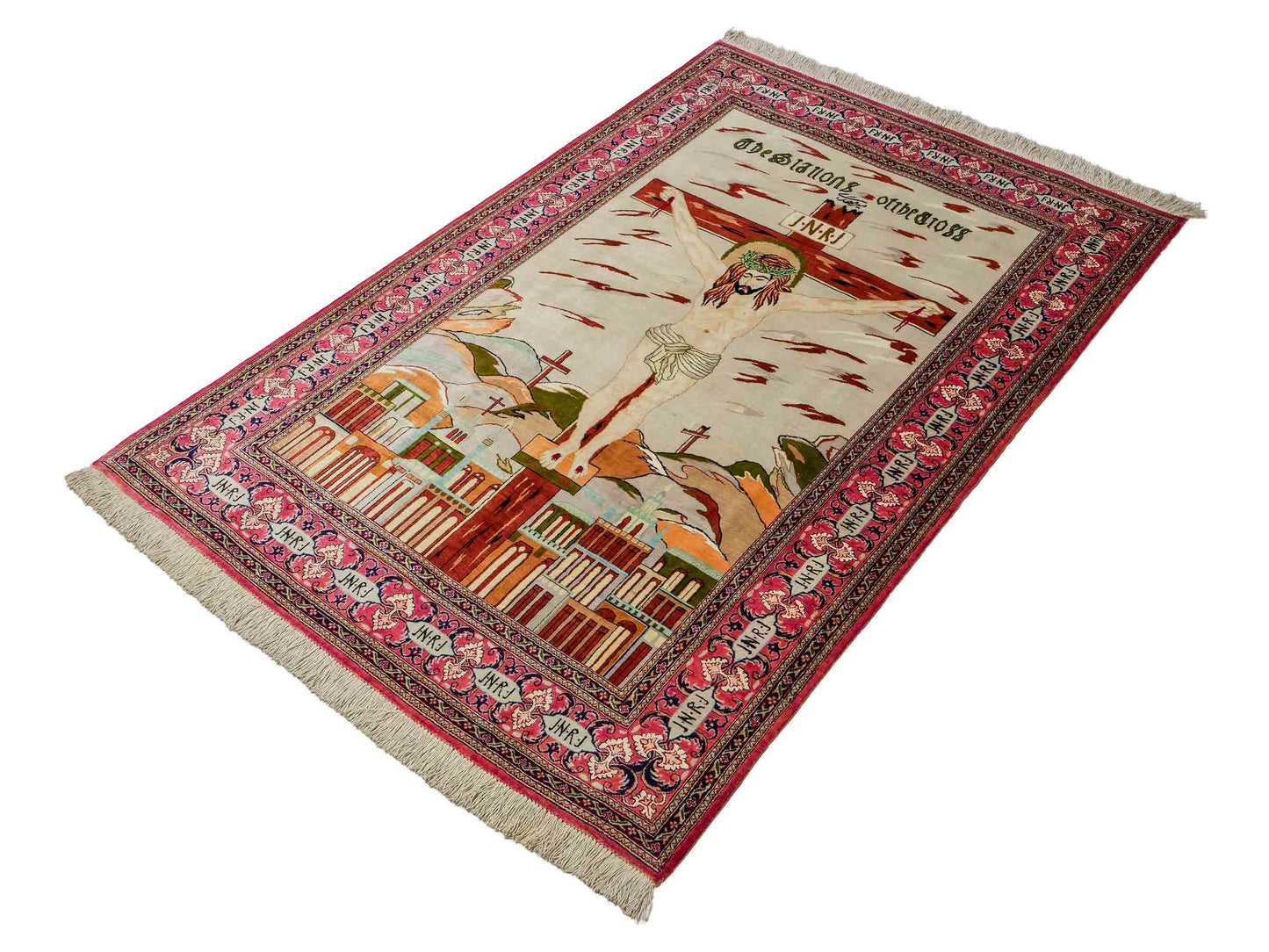 Sehr feiner, handgeknüpfter Khademi Ghom Perserteppich aus Seide, rosa, pink, blau. 152x101 cm. Verkauf durch Jupiter Intl.