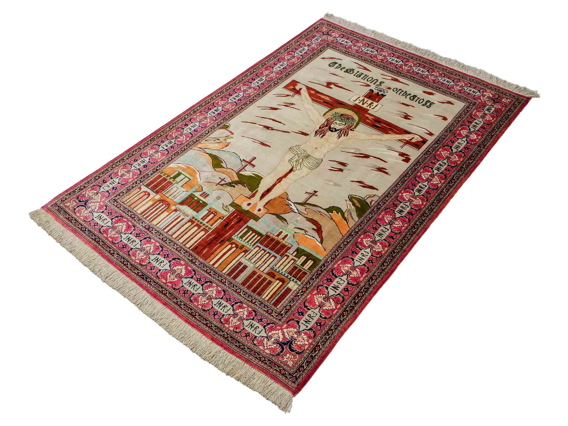 Sehr feiner, handgeknüpfter Khademi Ghom Perserteppich aus Seide, rosa, pink, blau. 152x101 cm. Verkauf durch Jupiter Intl.