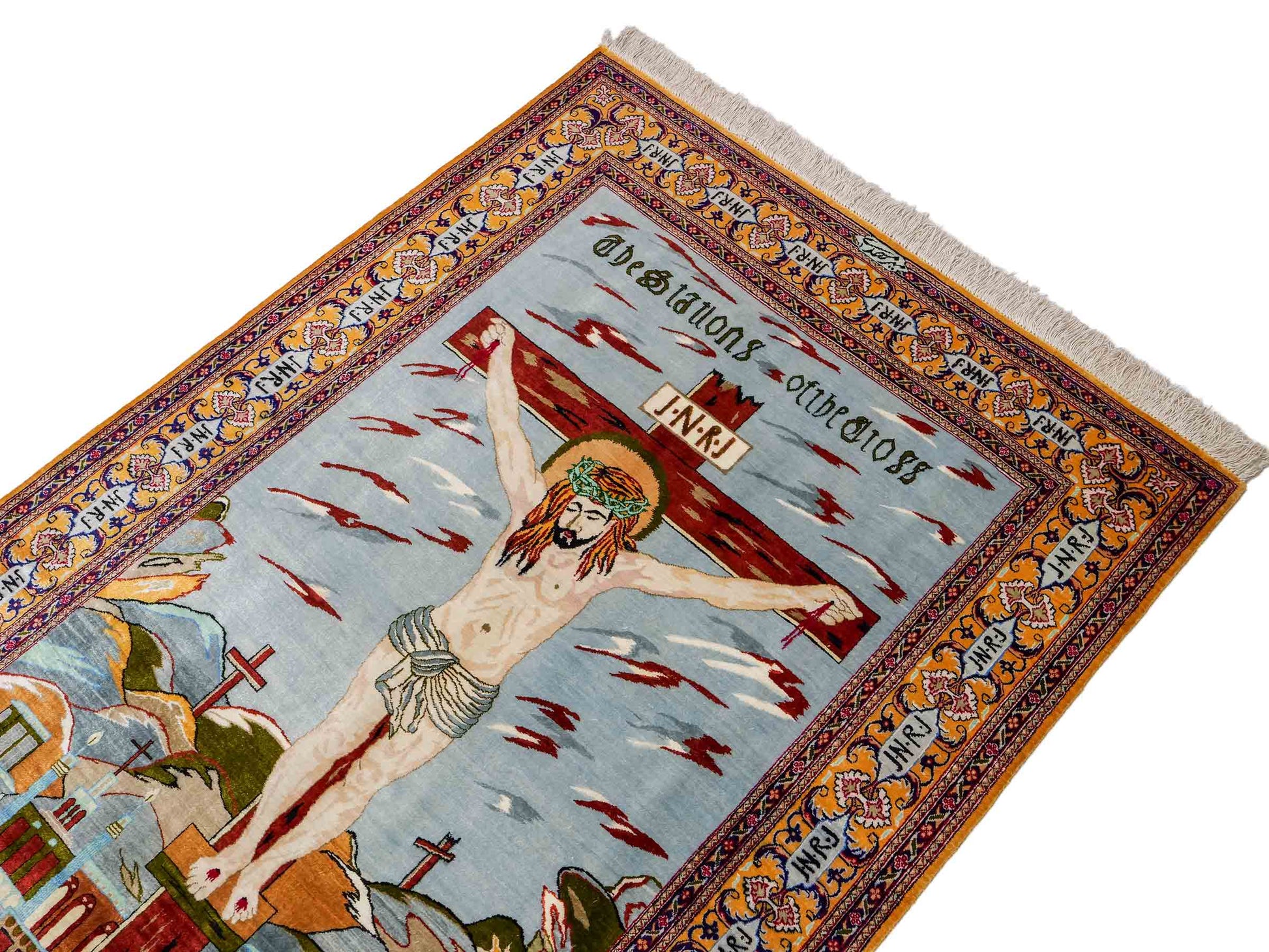 Sehr feiner, handgeknüpfter Ghom Perserteppich aus Seide von Khademi, braun, blau. 150x101 cm. Verkauf durch Jupiter Intl.