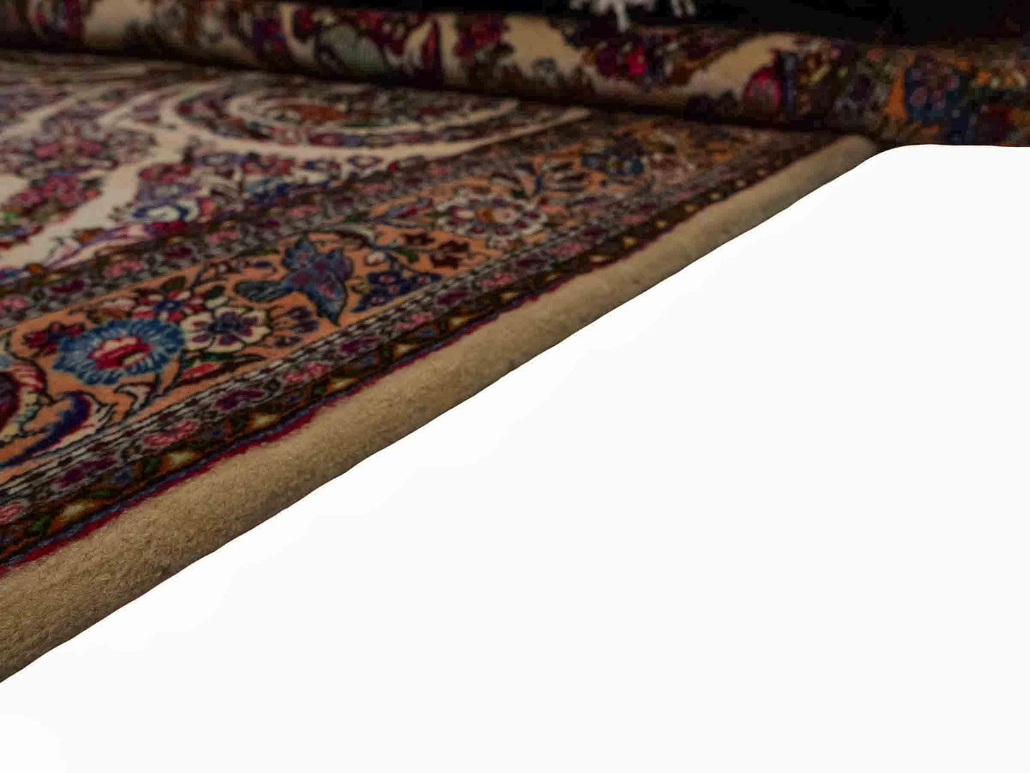 Feiner, handgeknüpfter Ilam Perserteppich aus Wolle von Khademi, creme, beige. 203x130 cm. Verkauf durch Jupiter Intl.
