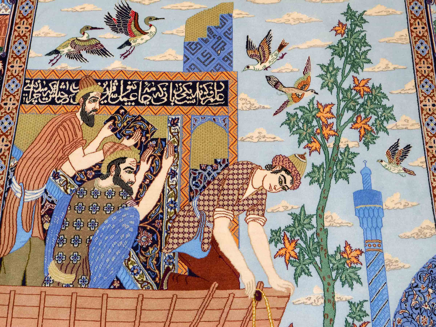 Sehr feiner, handgeknüpfter Khademi Isfahan aus Wolle mit Seide, multicolor. 239x155 cm. Vertrieb durch Jupiter Intl.