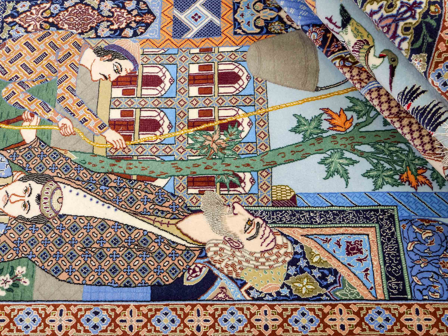Sehr feiner, handgeknüpfter Khademi Isfahan aus Wolle mit Seide, multicolor. 239x155 cm. Vertrieb durch Jupiter Intl.