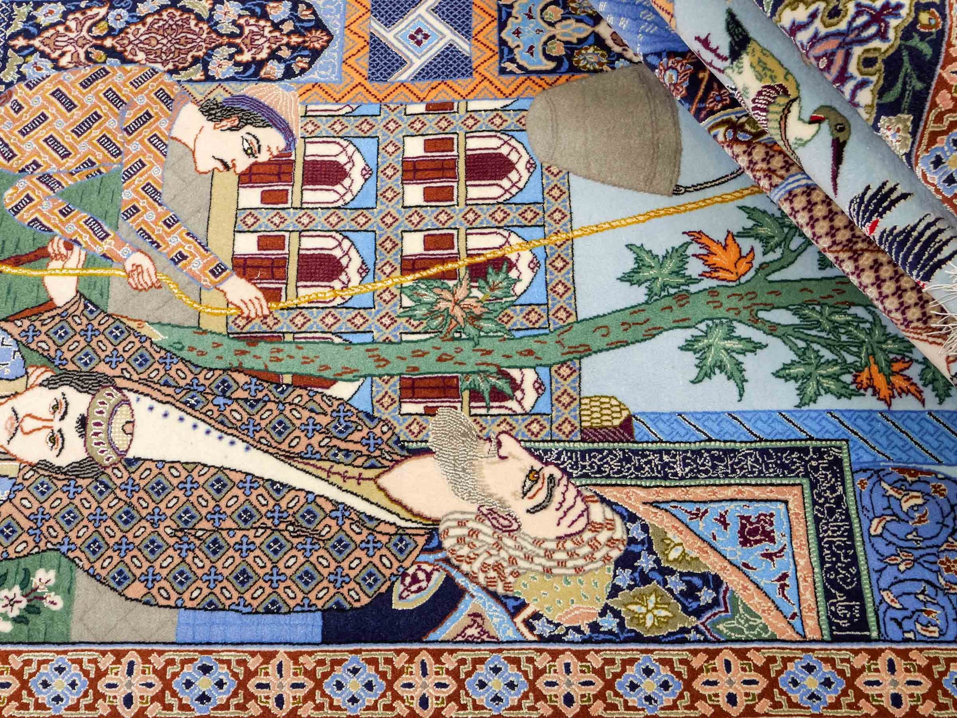 Sehr feiner, handgeknüpfter Khademi Isfahan aus Wolle mit Seide, multicolor. 239x155 cm. Vertrieb durch Jupiter Intl.