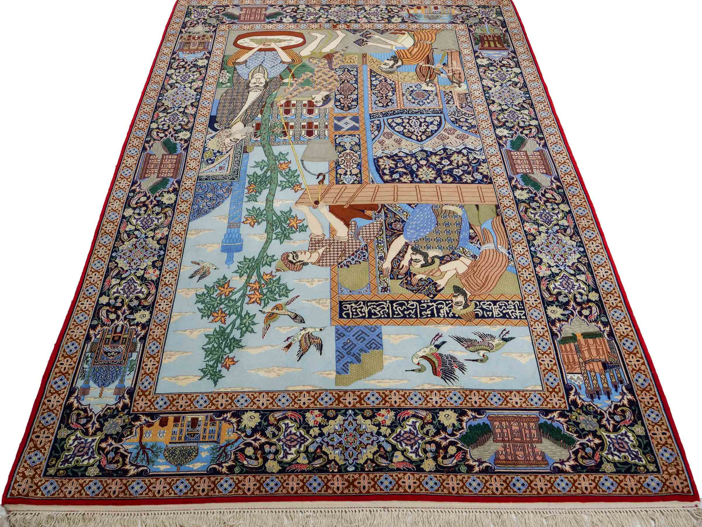 Sehr feiner, handgeknüpfter Khademi Isfahan aus Wolle mit Seide, multicolor. 239x155 cm. Vertrieb durch Jupiter Intl.