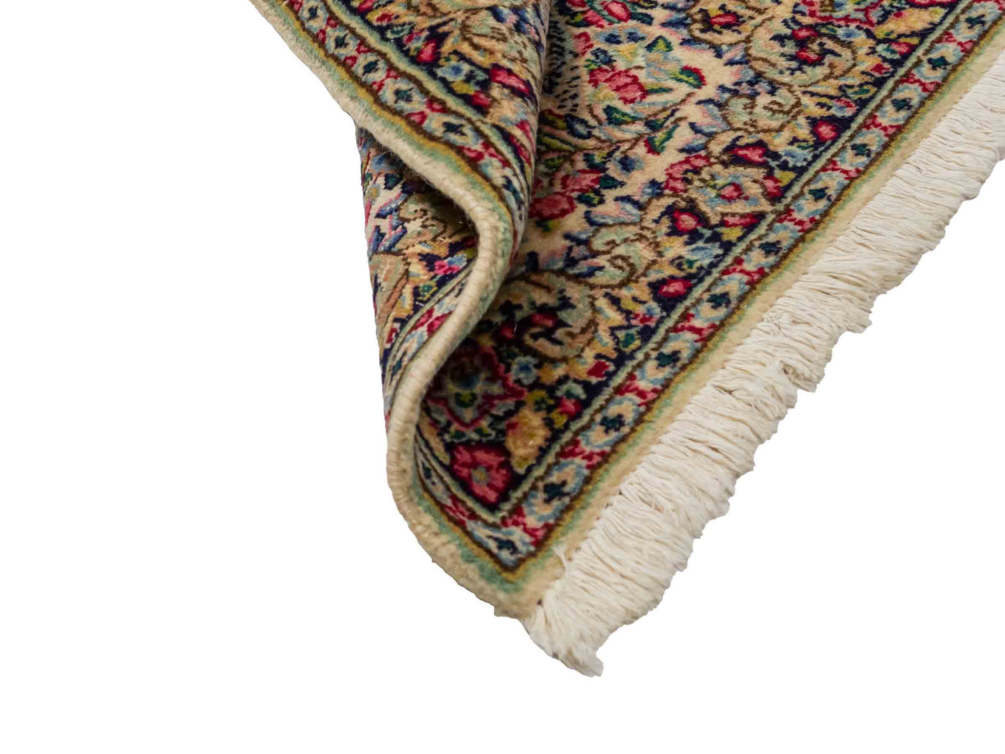 Feiner, handgeknüpfter Kerman Perserteppich aus Wolle von Khademi, creme, beige. 0,54 x 0,53 m. Vertrieb durch JUPITER Intl.