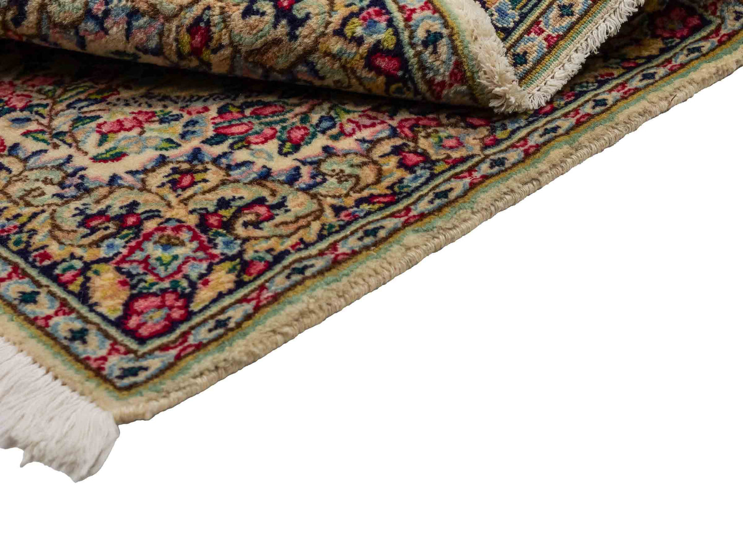 Feiner, handgeknüpfter Kerman Perserteppich aus Wolle von Khademi, creme, beige. 0,54 x 0,53 m. Vertrieb durch JUPITER Intl.