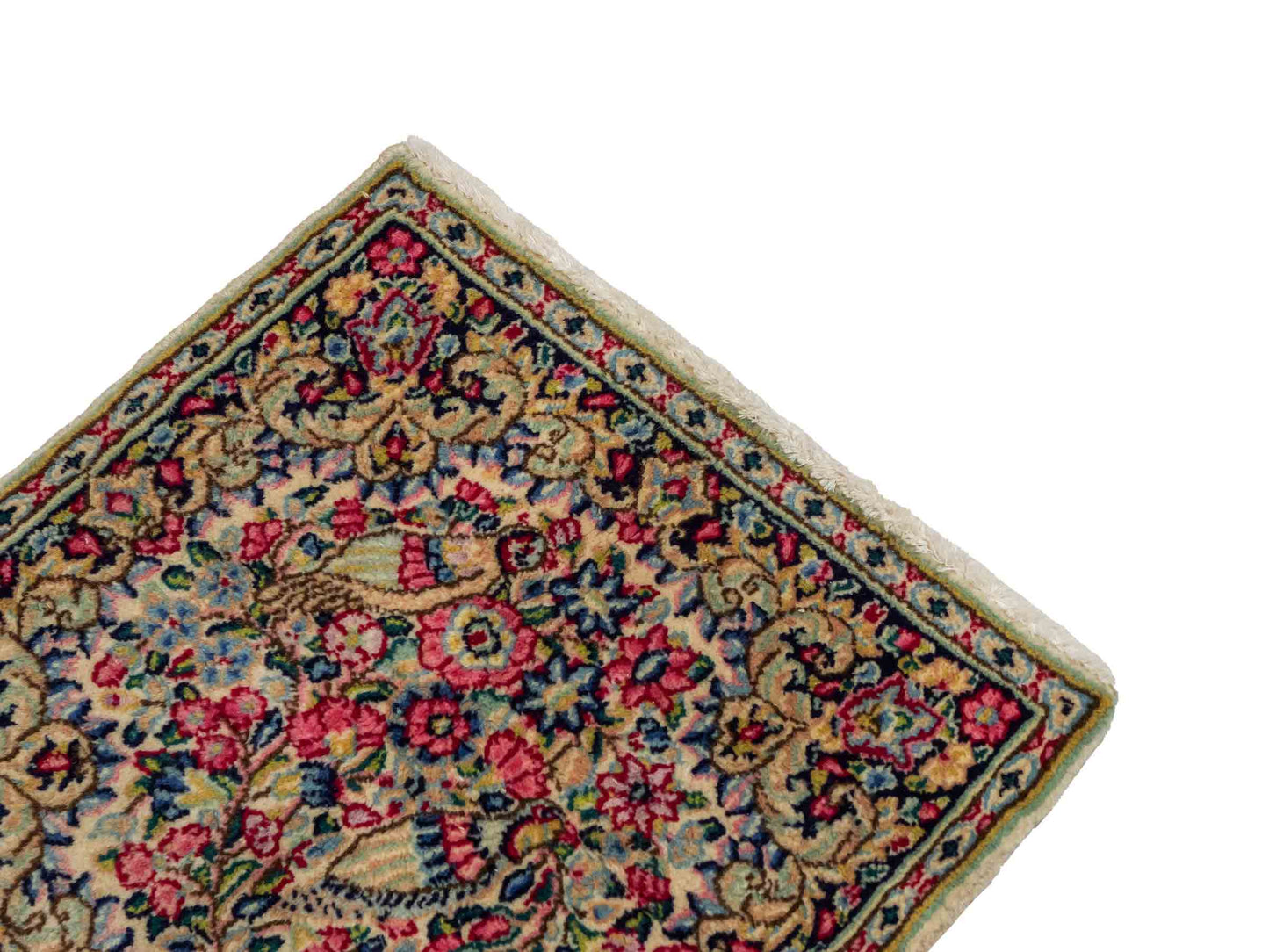Feiner, handgeknüpfter Kerman Perserteppich aus Wolle von Khademi, creme, beige. 0,54 x 0,53 m. Vertrieb durch JUPITER Intl.
