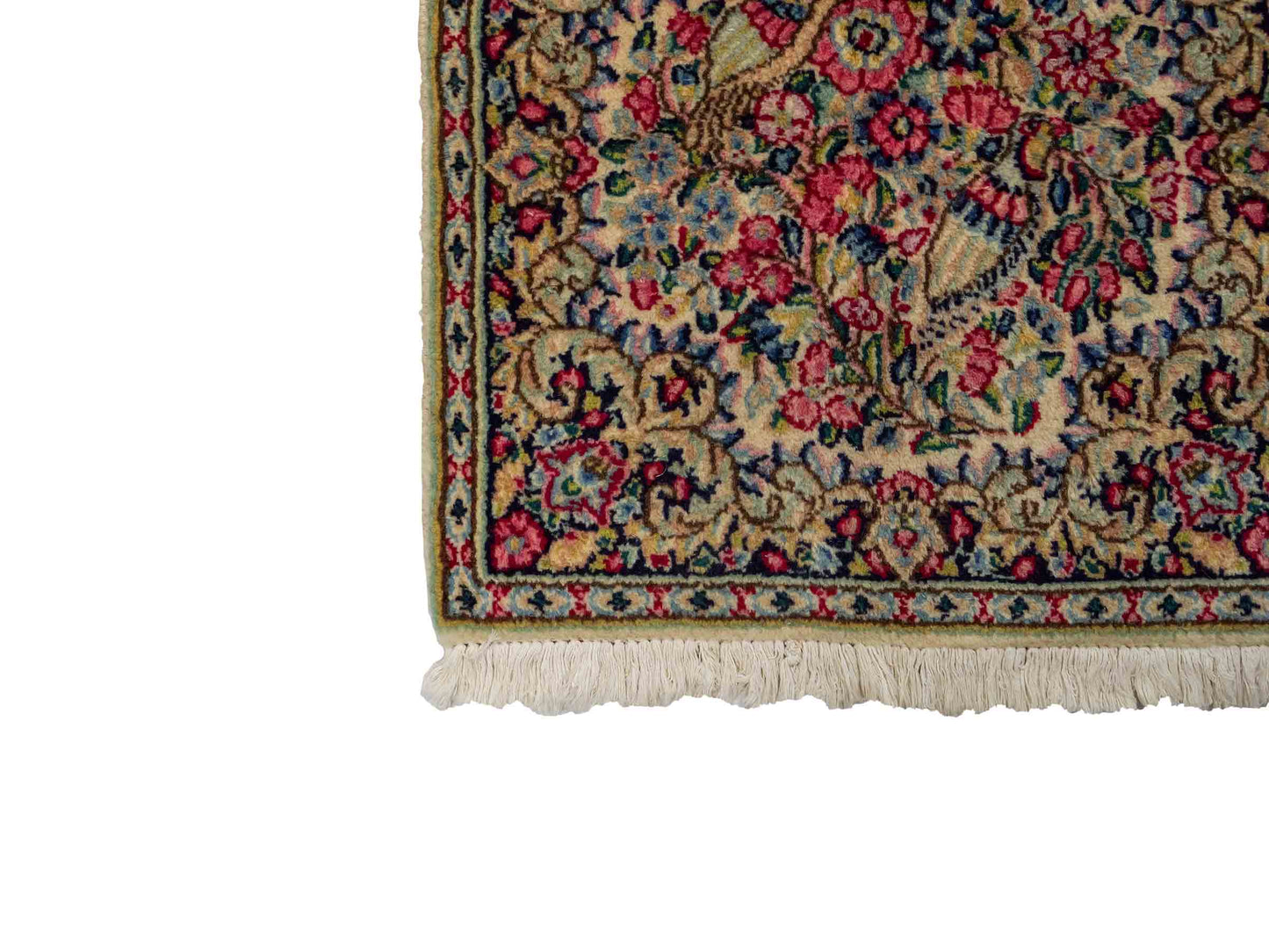Feiner, handgeknüpfter Kerman Perserteppich aus Wolle von Khademi, creme, beige. 0,54 x 0,53 m. Vertrieb durch JUPITER Intl.