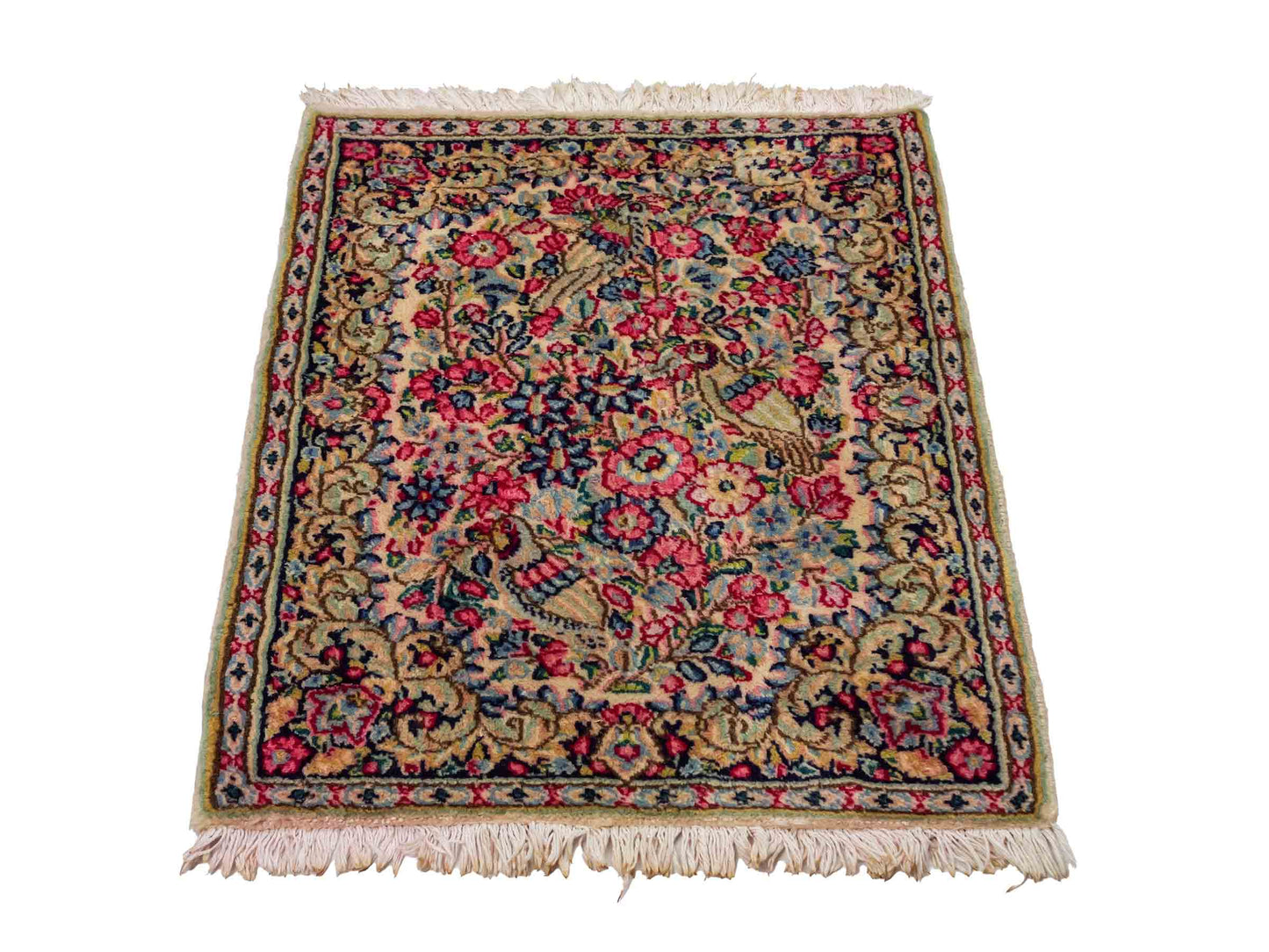 Feiner, handgeknüpfter Kerman Perserteppich aus Wolle von Khademi, creme, beige. 0,70 x 0,56 m. Vertrieb durch JUPITER Intl.