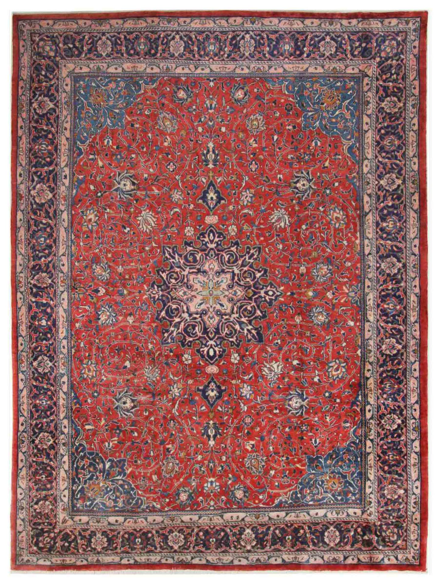 Handgeknüpfter Sarough Mahal Perserteppich aus Wolle von Khademi, rot, blau. 406x300 cm. Verkauf durch Jupiter Intl.