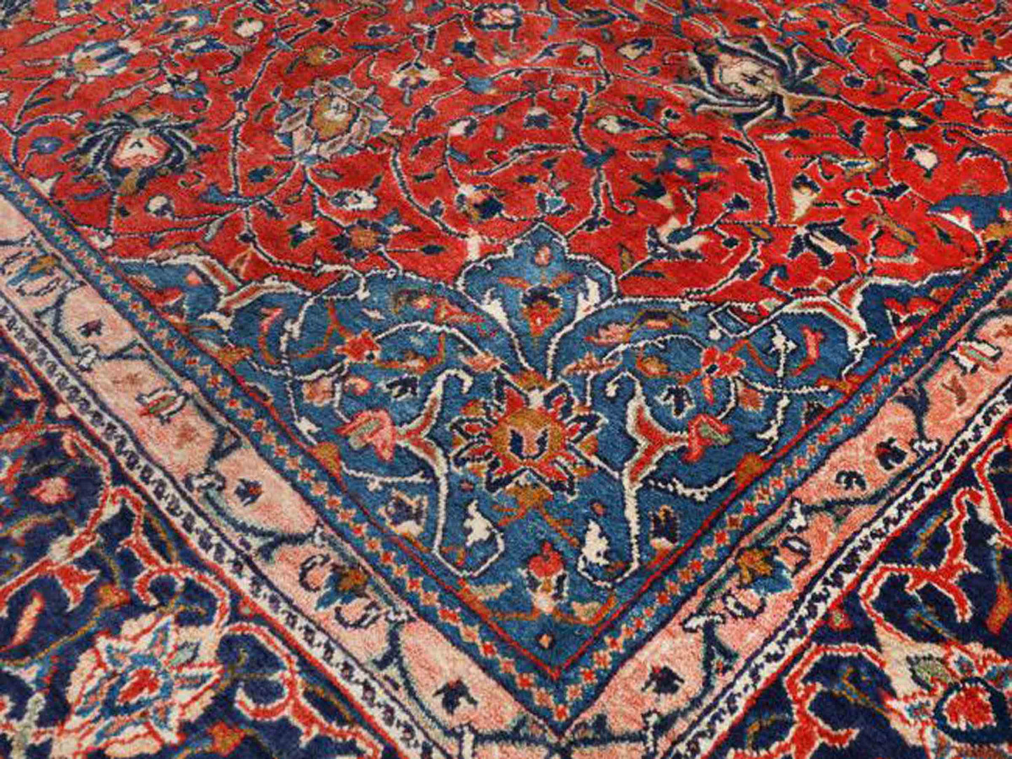 Handgeknüpfter Sarough Mahal Perserteppich aus Wolle von Khademi, rot, blau. 406x300 cm. Verkauf durch Jupiter Intl.
