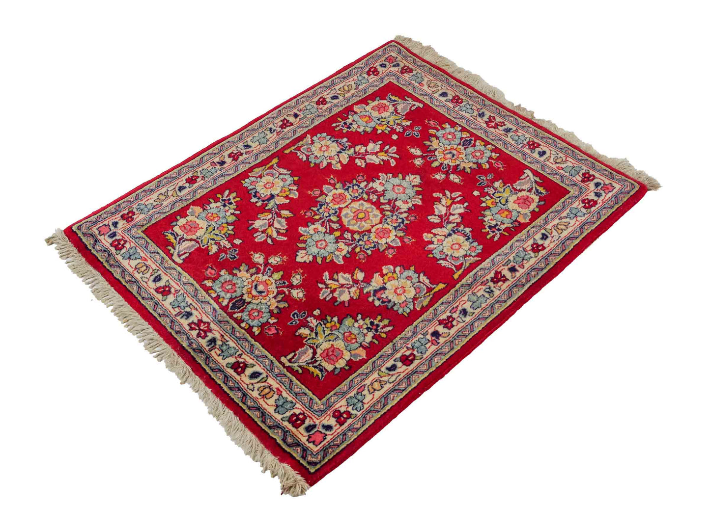 Feiner, handgeknüpfter Sarough Perserteppich aus Wolle von Khademi, rot. 0,84 x 0,69 m. Vertrieb durch JUPITER Intl.