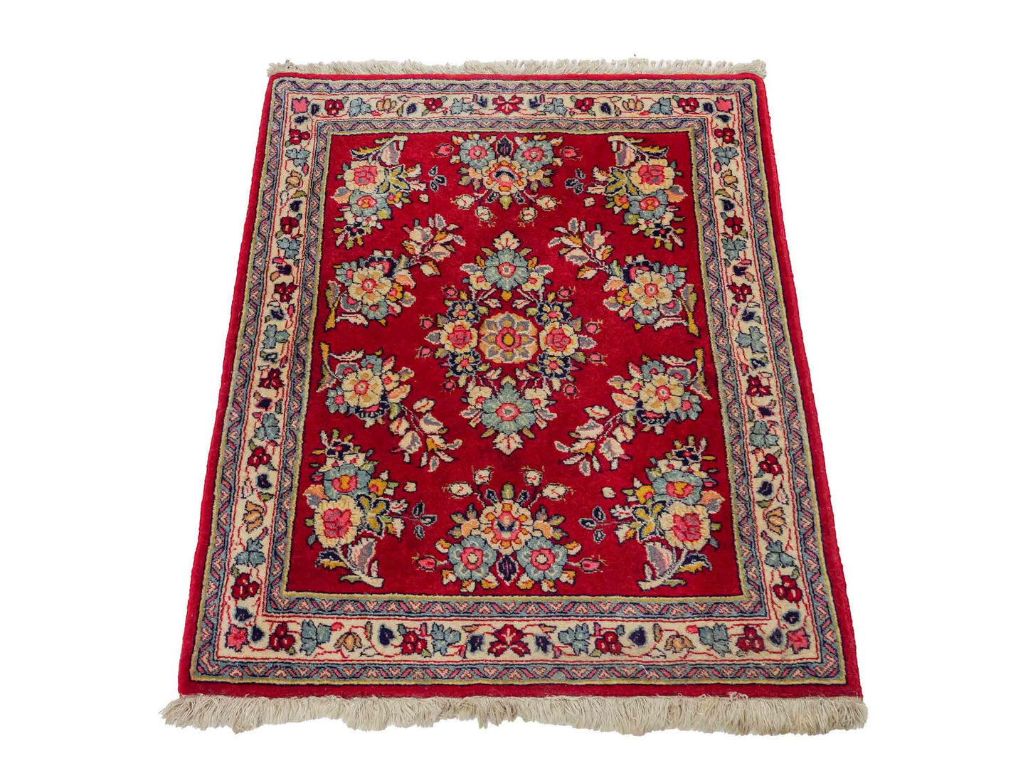 Feiner, handgeknüpfter Sarough Perserteppich aus Wolle von Khademi, rot. 0,84 x 0,69 m. Vertrieb durch JUPITER Intl.