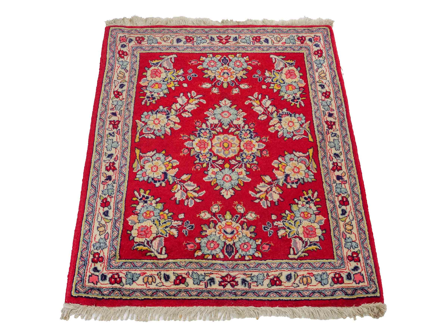 Feiner, handgeknüpfter Sarough Perserteppich aus Wolle von Khademi, rot. 0,84 x 0,69 m. Vertrieb durch JUPITER Intl.