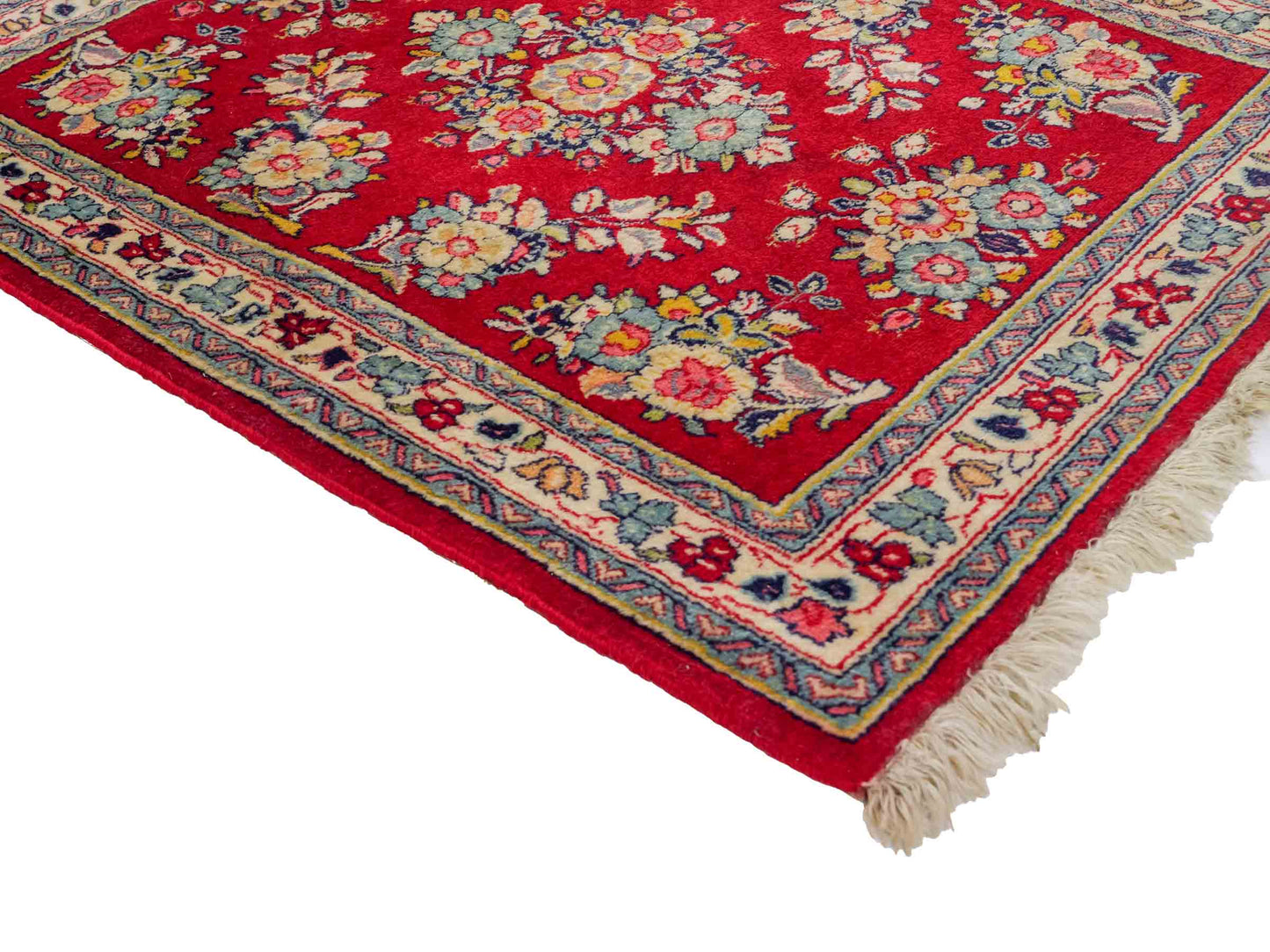Feiner, handgeknüpfter Sarough Perserteppich aus Wolle von Khademi, rot. 0,84 x 0,69 m. Vertrieb durch JUPITER Intl.