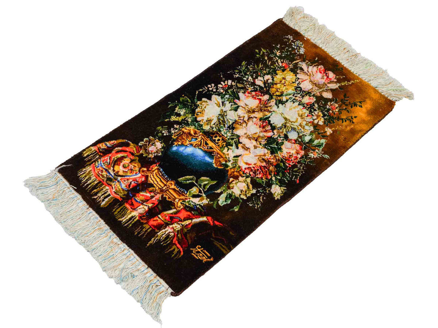 Sehr feiner, handgeknüpfter Täbriz Art 50 Raj Perserteppich aus Wolle mit Seide von Khademi. Farbe: Bunt. Größe: 67 x 37 cm. Vertrieb durch JUPITER Intl.