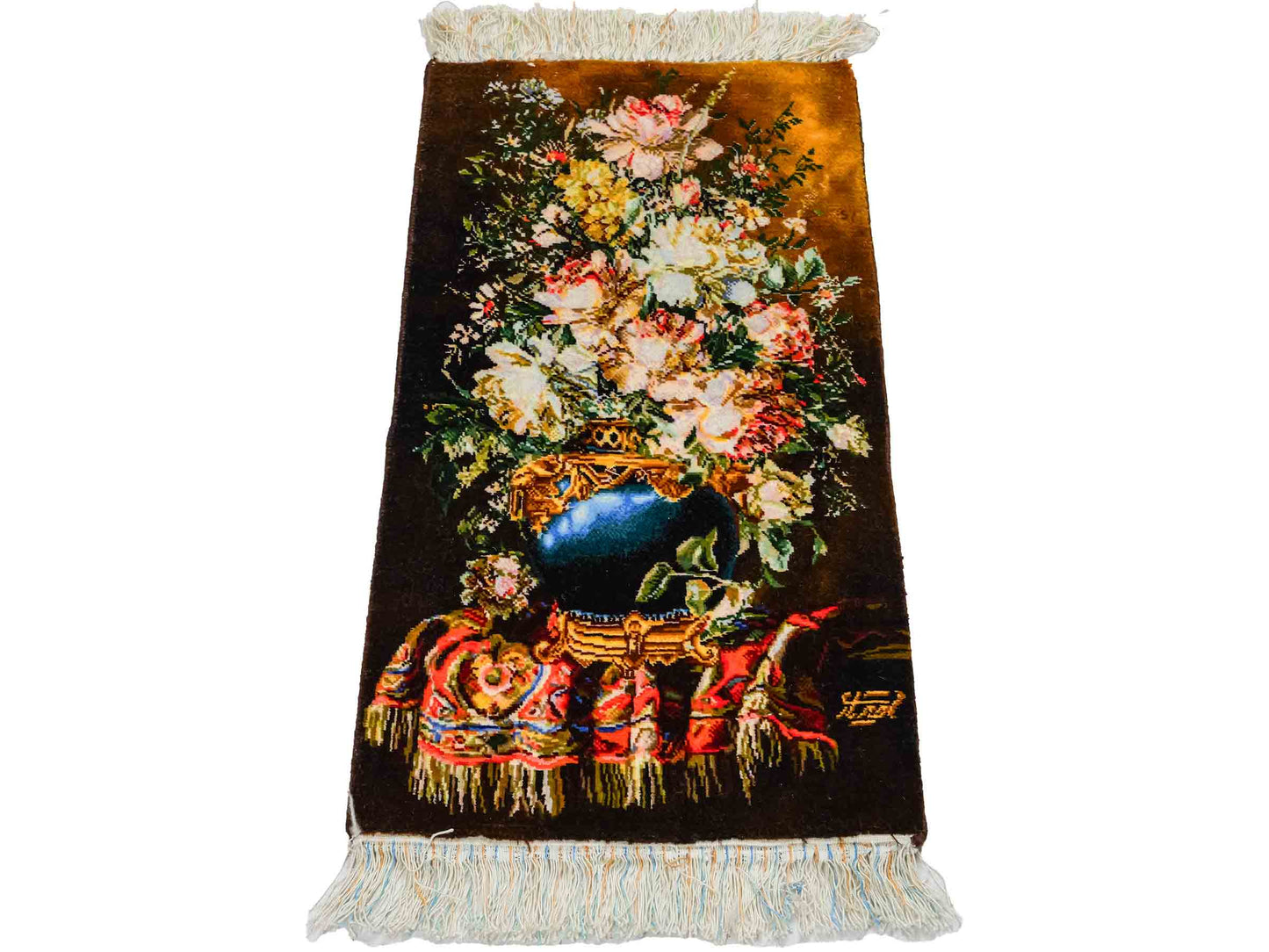 Sehr feiner, handgeknüpfter Täbriz Art 50 Raj Perserteppich aus Wolle mit Seide von Khademi. Farbe: Bunt. Größe: 67 x 37 cm. Vertrieb durch JUPITER Intl.