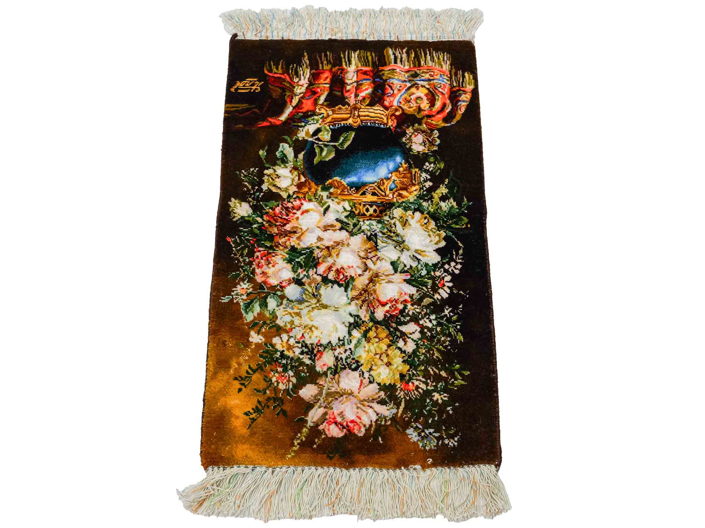 Sehr feiner, handgeknüpfter Täbriz Art 50 Raj Perserteppich aus Wolle mit Seide von Khademi. Farbe: Bunt. Größe: 67 x 37 cm. Vertrieb durch JUPITER Intl.