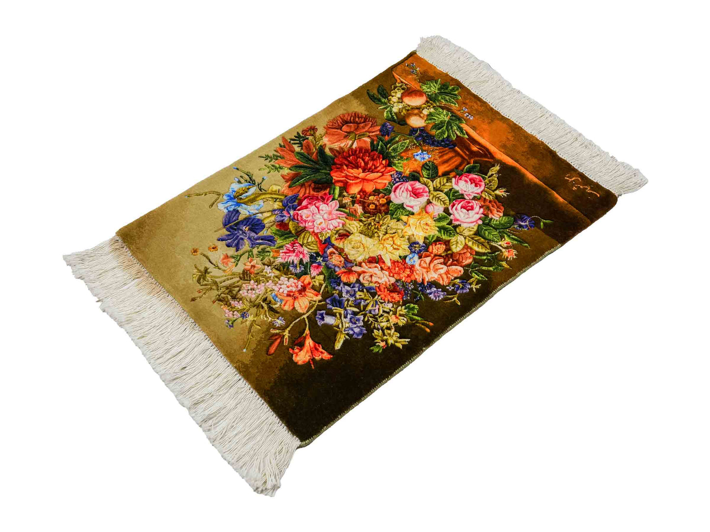 Sehr feiner, handgeknüpfter Täbriz Art 50 Raj Perserteppich aus Wolle mit Seide von Khademi. Farbe: Bunt. Größe: 84 x 61 cm. Vertrieb durch JUPITER Intl.