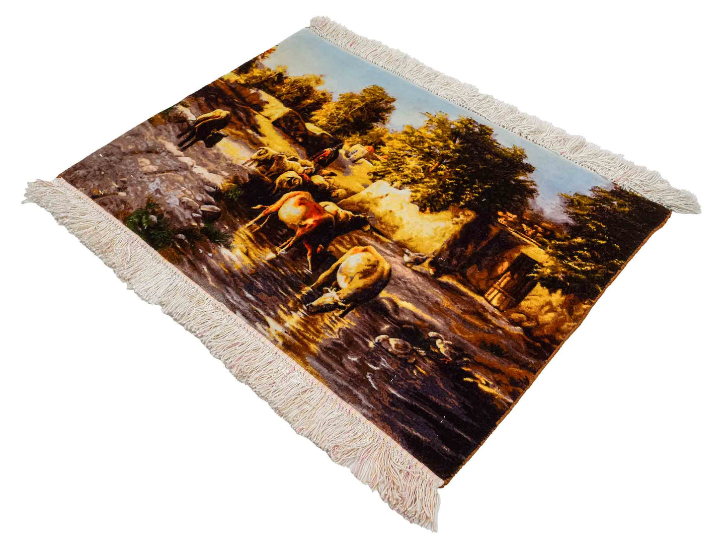 Sehr feiner, handgeknüpfter Täbriz Art 60 Raj Perserteppich aus Wolle mit Seide von Khademi. Farbe: Bunt. Größe: 72 x 50 cm. Vertrieb durch JUPITER Intl.