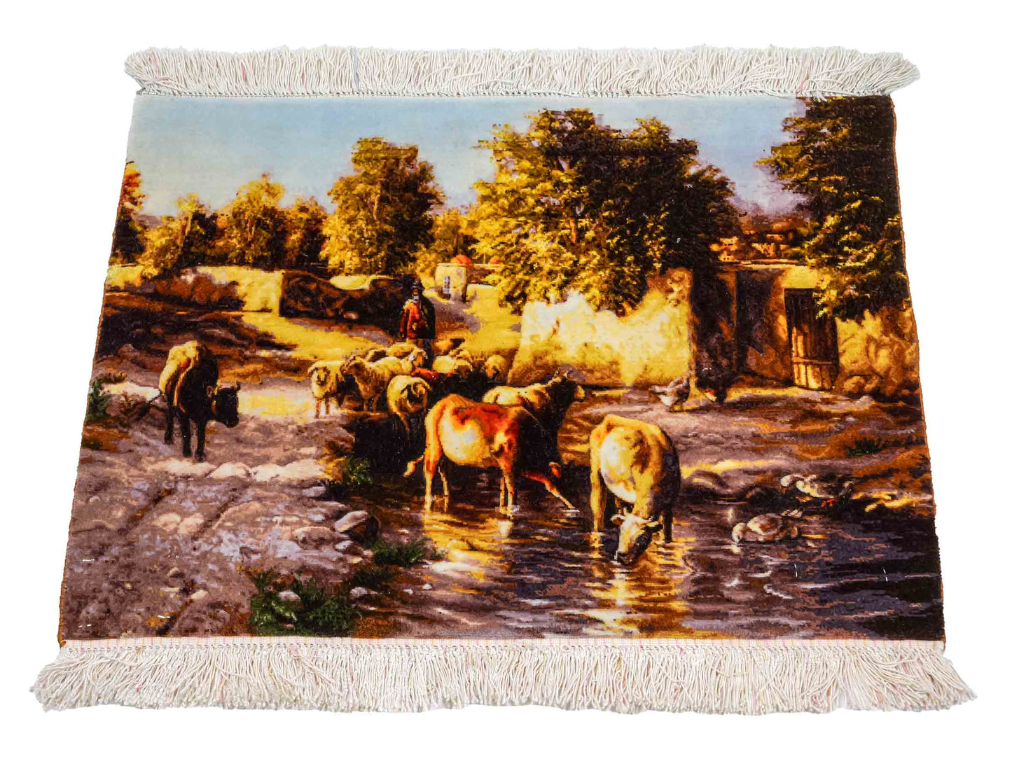 Sehr feiner, handgeknüpfter Täbriz Art 60 Raj Perserteppich aus Wolle mit Seide von Khademi. Farbe: Bunt. Größe: 72 x 50 cm. Vertrieb durch JUPITER Intl.