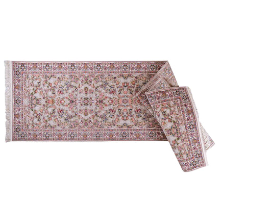 Persischer Läufer-Maschinenteppich von Khademi aus Acryl, grau, Allover-Ghom-Design, Größe: 400 x 100 cm. Made in Iran. Teppichnummer: KB4-1837. Verkauf durch Jupiter Intl.