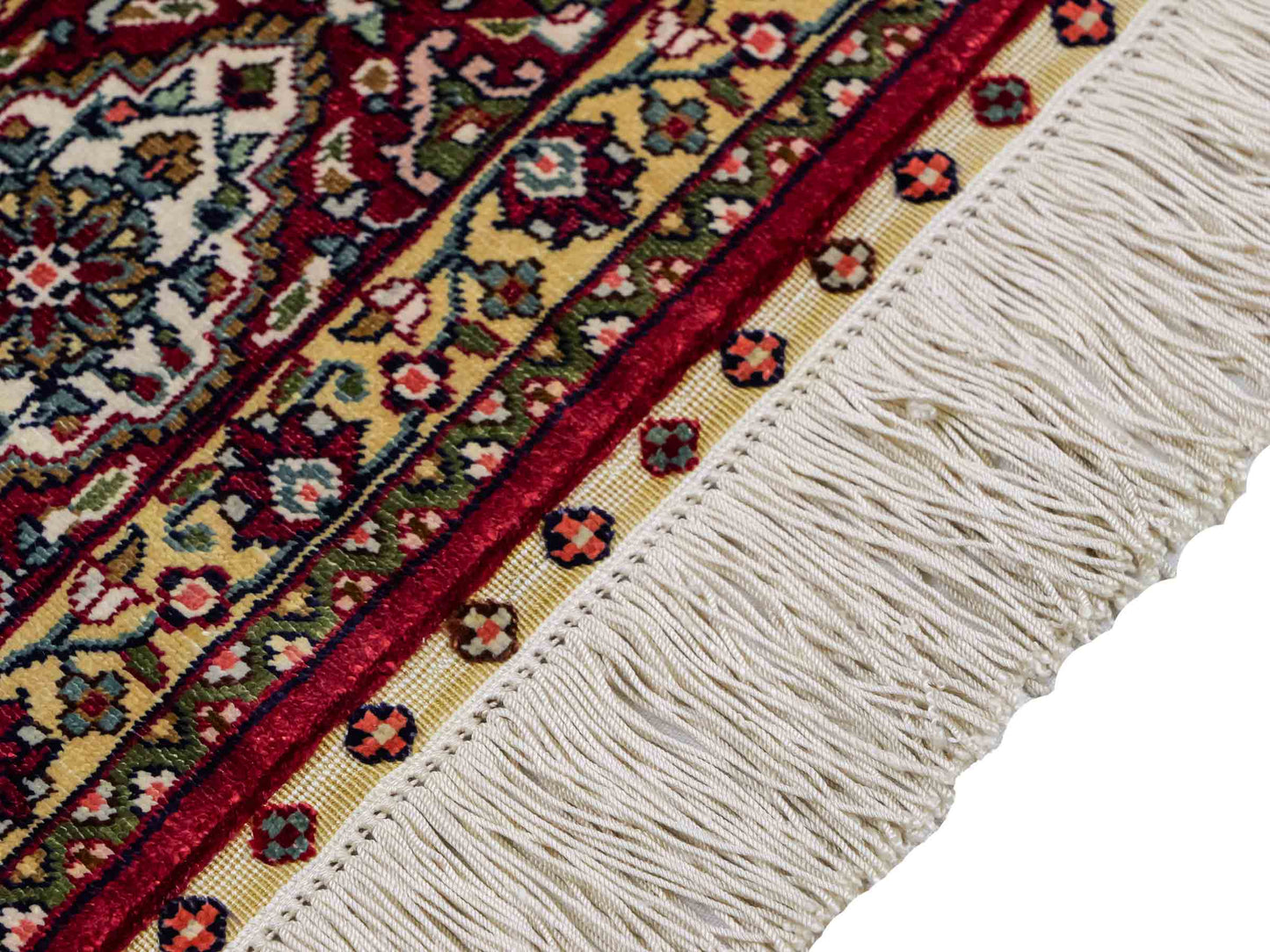 Sehr feiner, handgeknpüfter Khademi Ghom Orientteppich aus Seide, rot. 155x92 cm. Vertrieb druch Jupiter Intl.