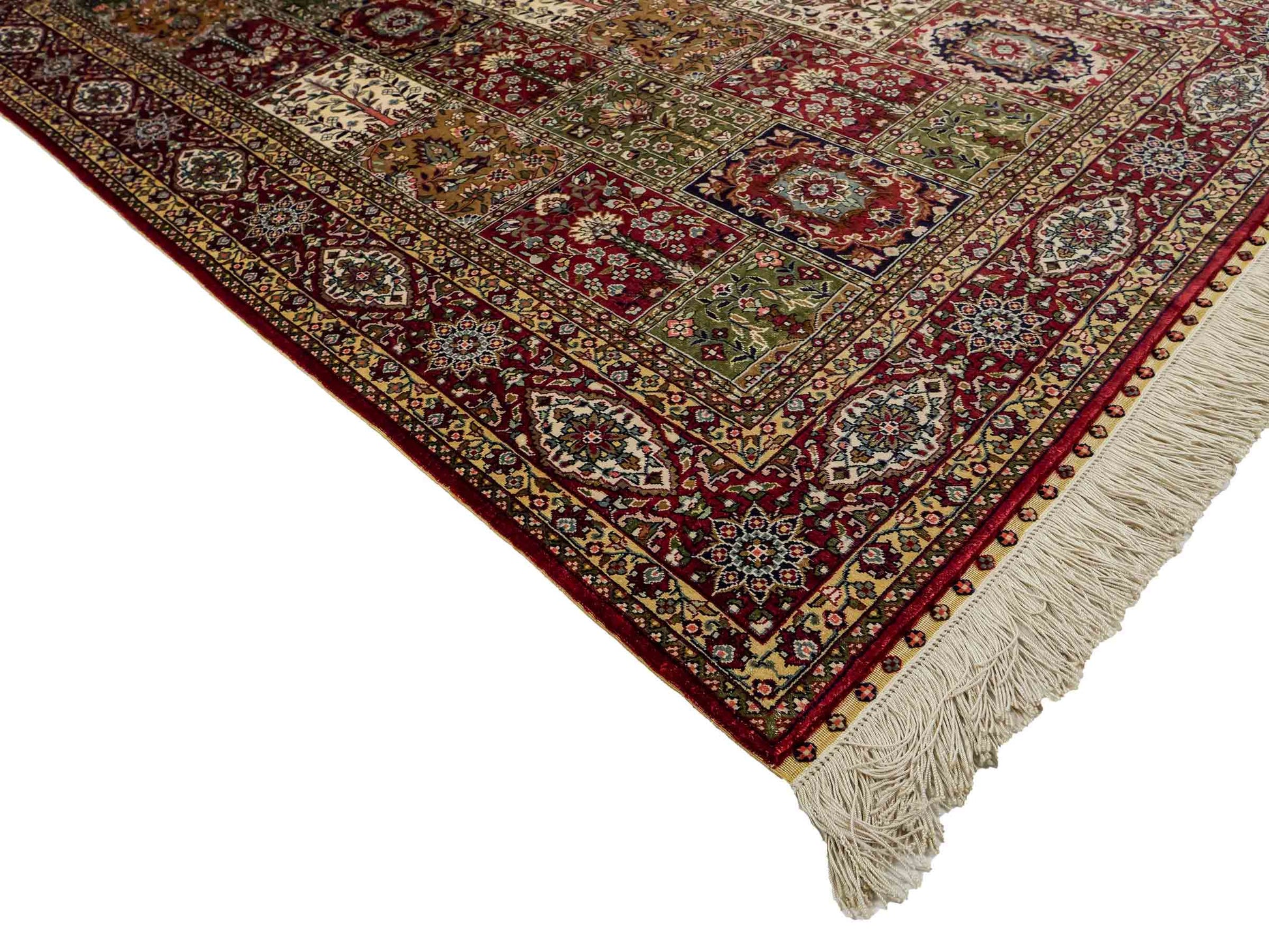 Sehr feiner, handgeknpüfter Khademi Ghom Orientteppich aus Seide, rot. 155x92 cm. Vertrieb druch Jupiter Intl.
