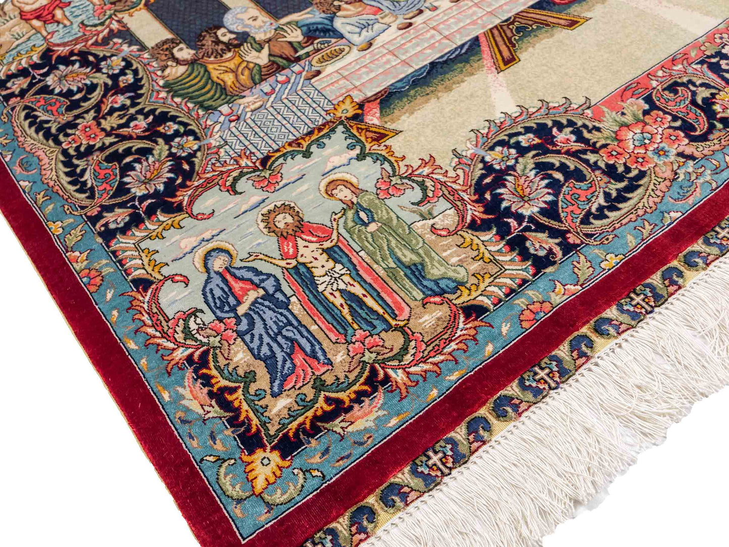 Sehr feiner, handgeknüpfter Khademi Ghom Orientteppich aus Seide, multicolor. 125x94 cm. Vertrieb durch Jupiter Intl.
