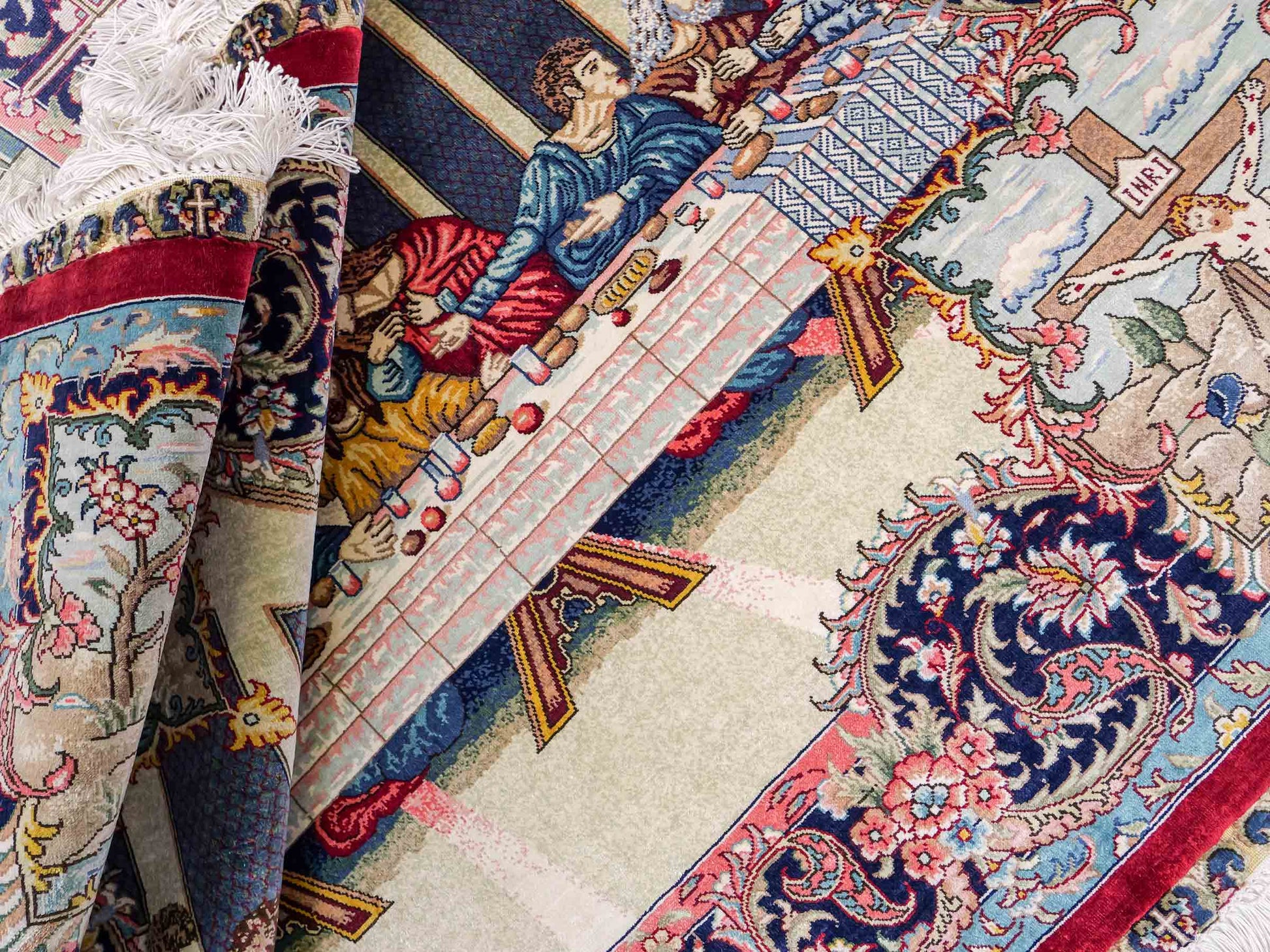 Sehr feiner, handgeknüpfter Khademi Ghom Orientteppich aus Seide, multicolor. 125x94 cm. Vertrieb durch Jupiter Intl.