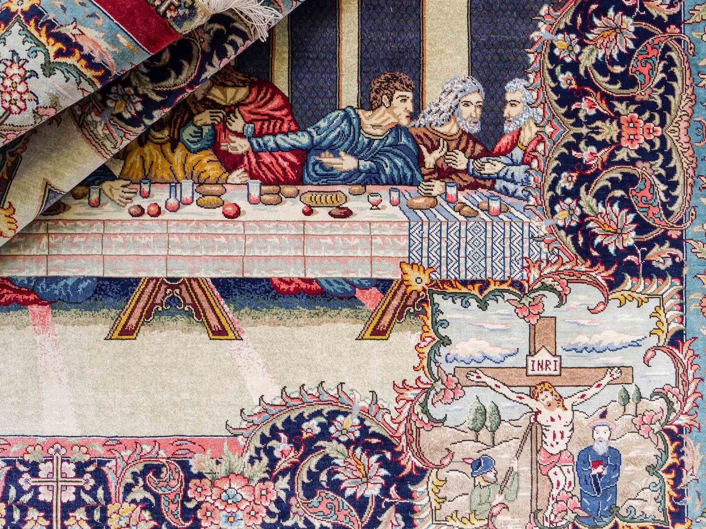 Sehr feiner, handgeknüpfter Khademi Ghom Orientteppich aus Seide, multicolor. 125x94 cm. Vertrieb durch Jupiter Intl.