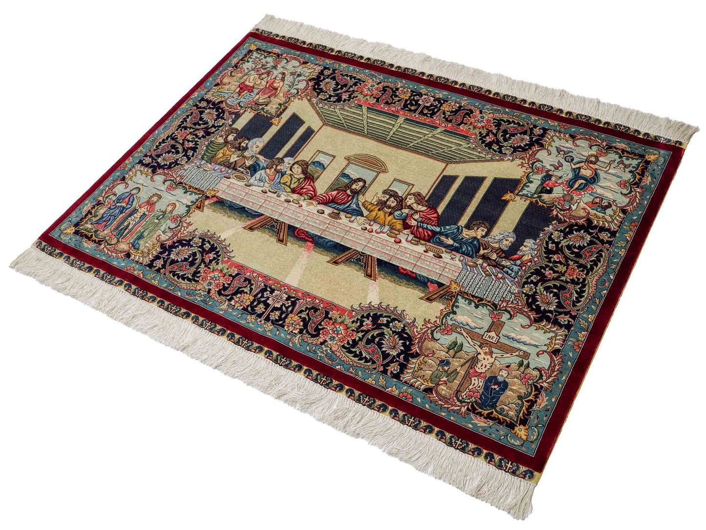 Sehr feiner, handgeknüpfter Khademi Ghom Orientteppich aus Seide, multicolor. 125x94 cm. Vertrieb durch Jupiter Intl.