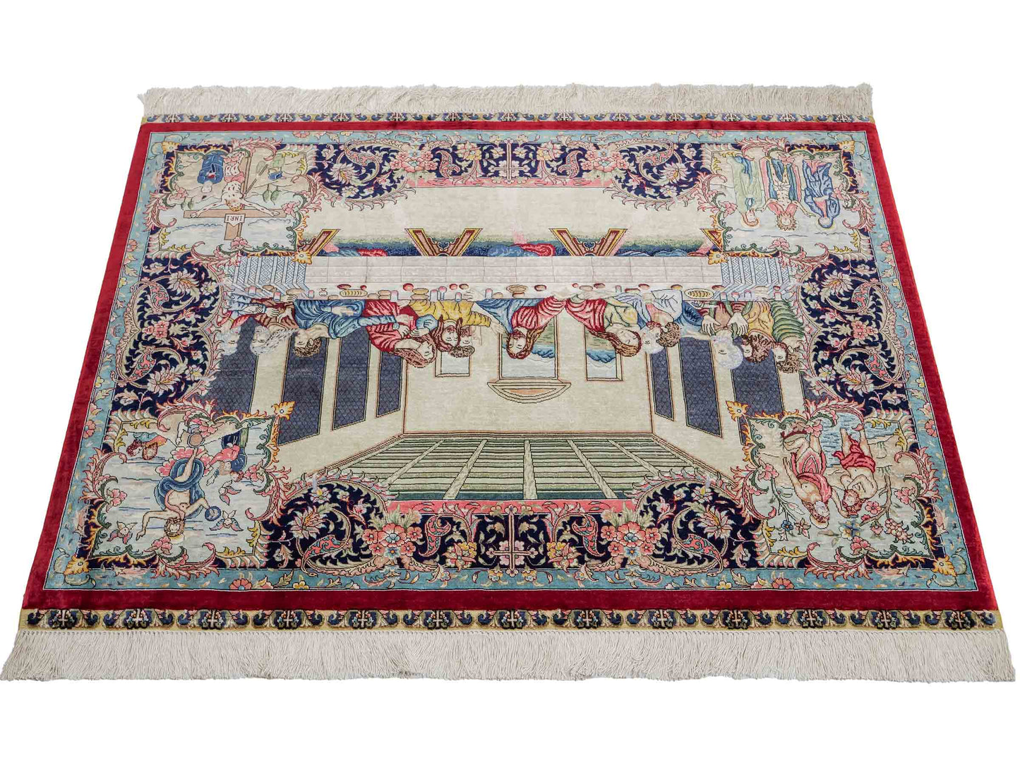 Sehr feiner, handgeknüpfter Khademi Ghom Orientteppich aus Seide, multicolor. 125x94 cm. Vertrieb durch Jupiter Intl.