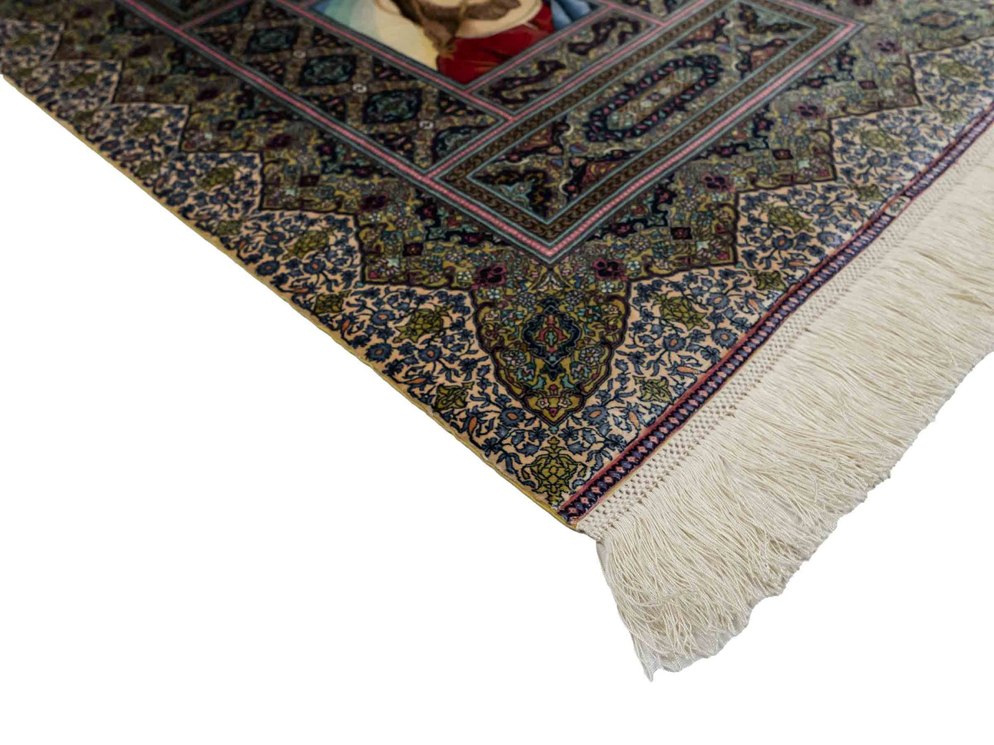 Extrem feiner, handgeknüpfter Khademi Ghom Orientteppich aus purer Seide, multicolor. 63x48 cm. Vertrieb durch Jupiter Intl.