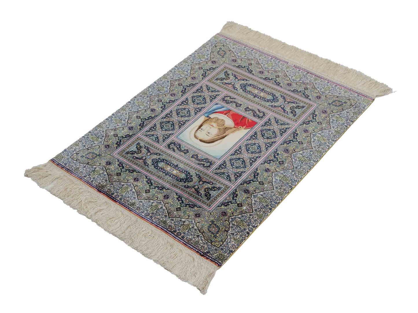 Extrem feiner, handgeknüpfter Khademi Ghom Orientteppich aus purer Seide, multicolor. 63x48 cm. Vertrieb durch Jupiter Intl.