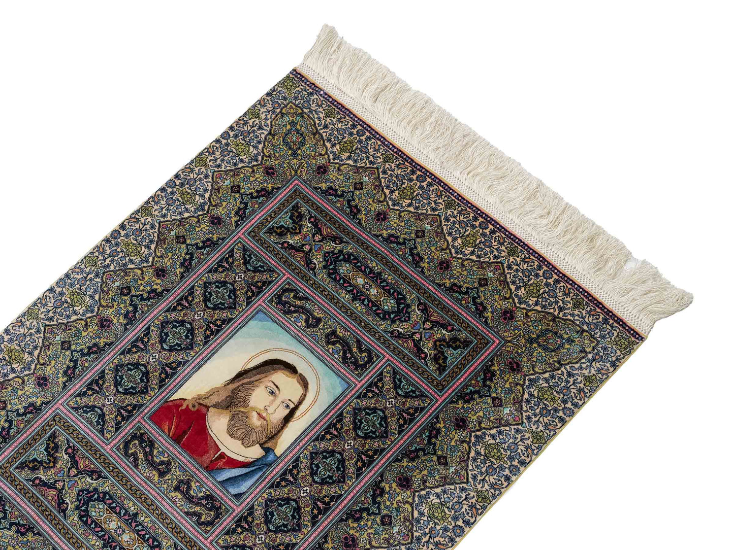 Extrem feiner, handgeknüpfter Khademi Ghom Orientteppich aus purer Seide, multicolor. 63x48 cm. Vertrieb durch Jupiter Intl.