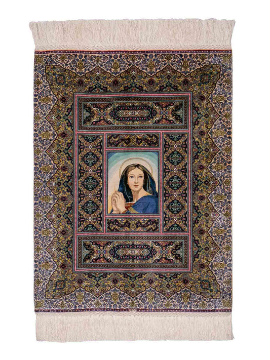 Extrem feiner, handgeknüpfter Khademi Ghom Orientteppich aus purer Seide, multiocolor. 64x48 cm. Vertrieb durch Jupiter Intl.